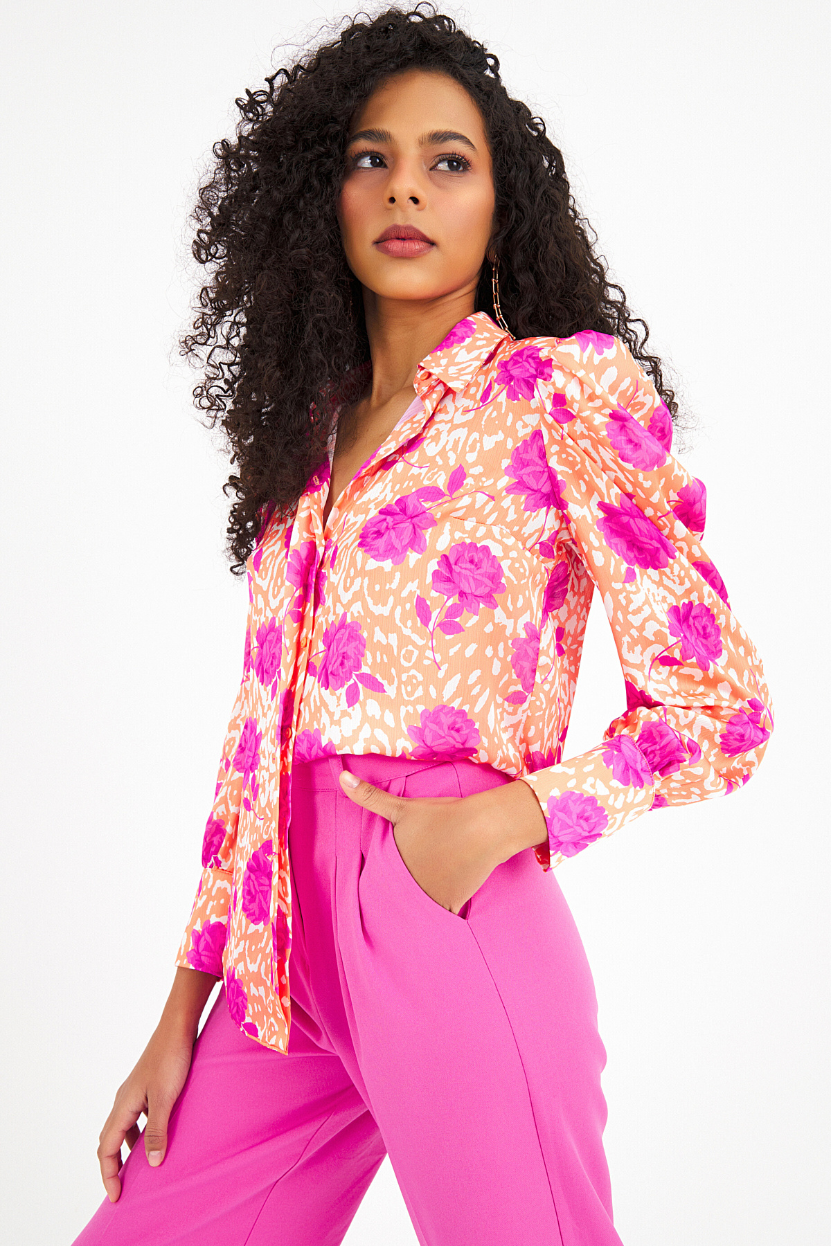 Vatkalı salaş gömlek - ORANJ