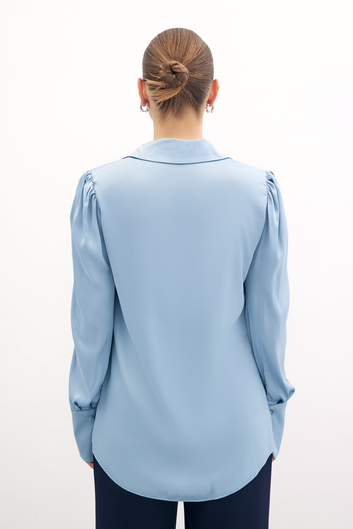 Vatkalı Saten Gömlek - Bebe Mavi