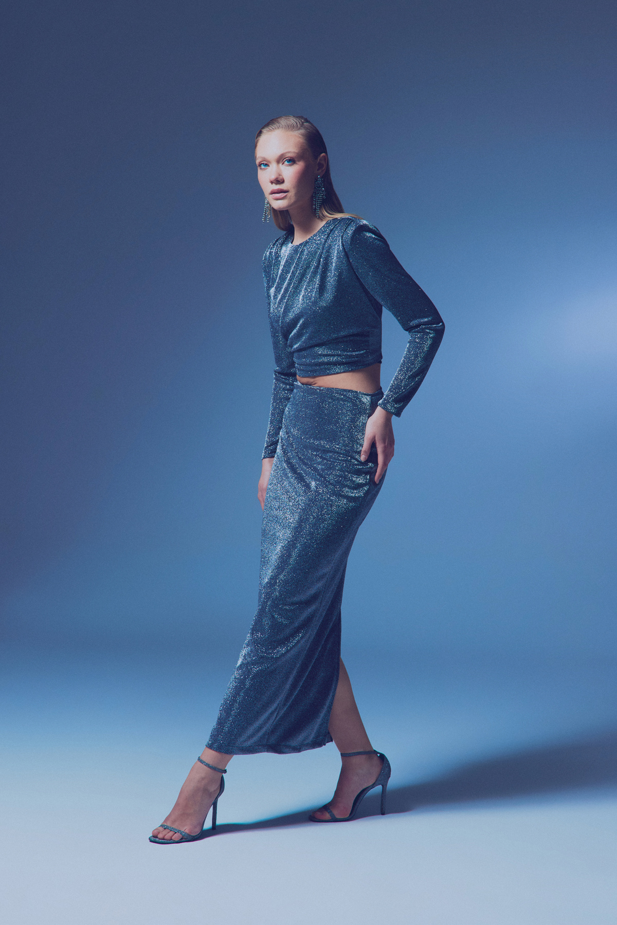 Vatkalı Simli Bluz - ANTRASİT