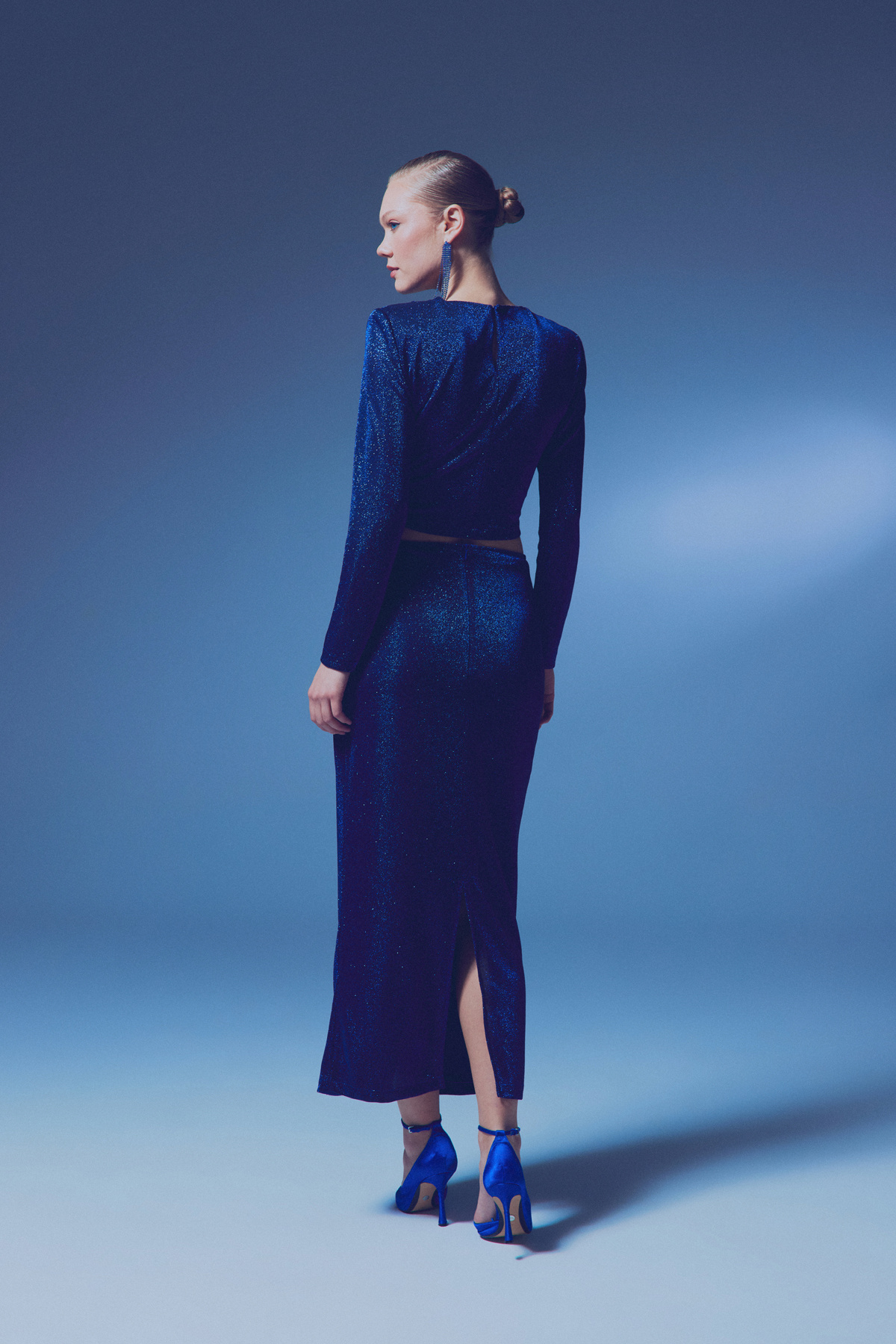 Vatkalı Simli Bluz - SAX MAVİ