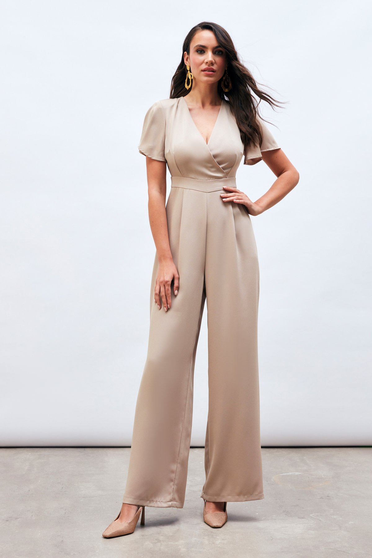 Volan Kol Detaylı Salaş Tulum - BEJ