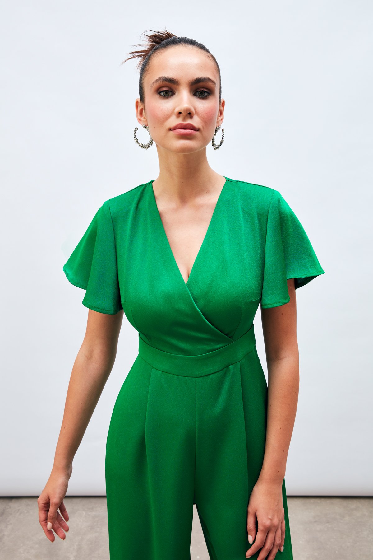 Volan Kol Detaylı Salaş Tulum - YEŞİL