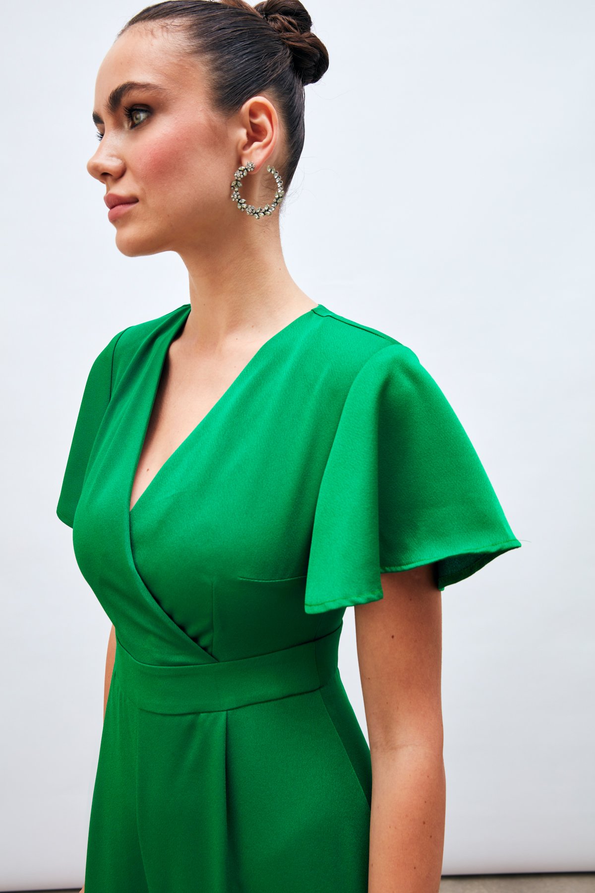 Volan Kol Detaylı Salaş Tulum - YEŞİL