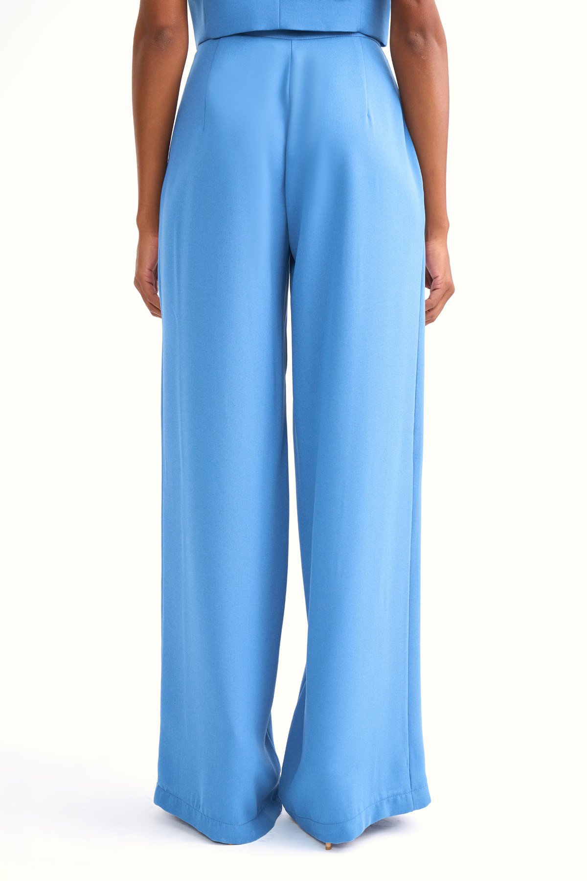 Wide leg crepe trousers - BLUES