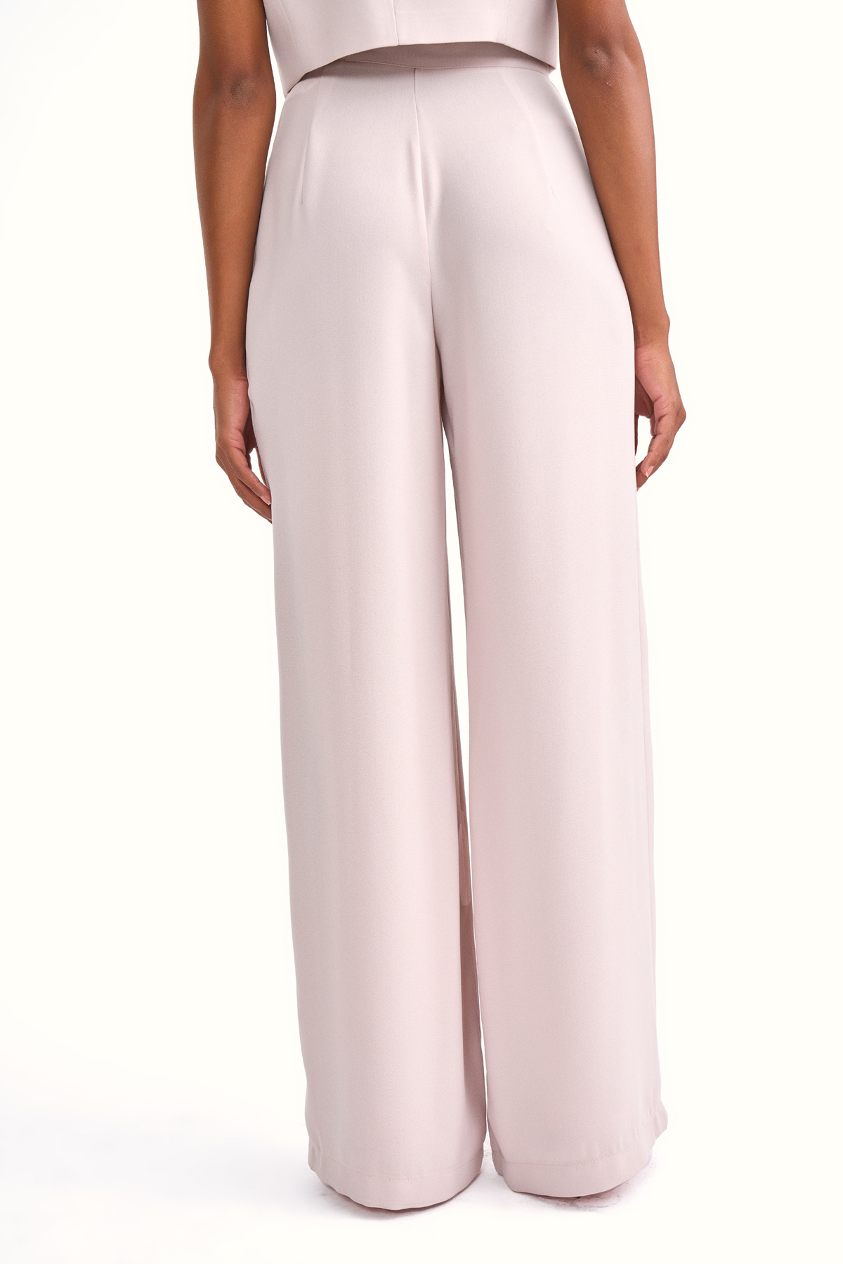 Wide leg crepe trousers - STONE