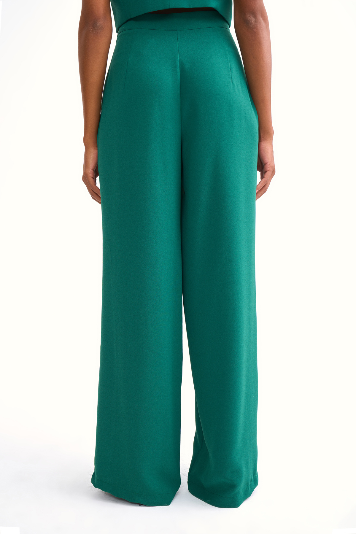 Wide leg crepe trousers - GREEN