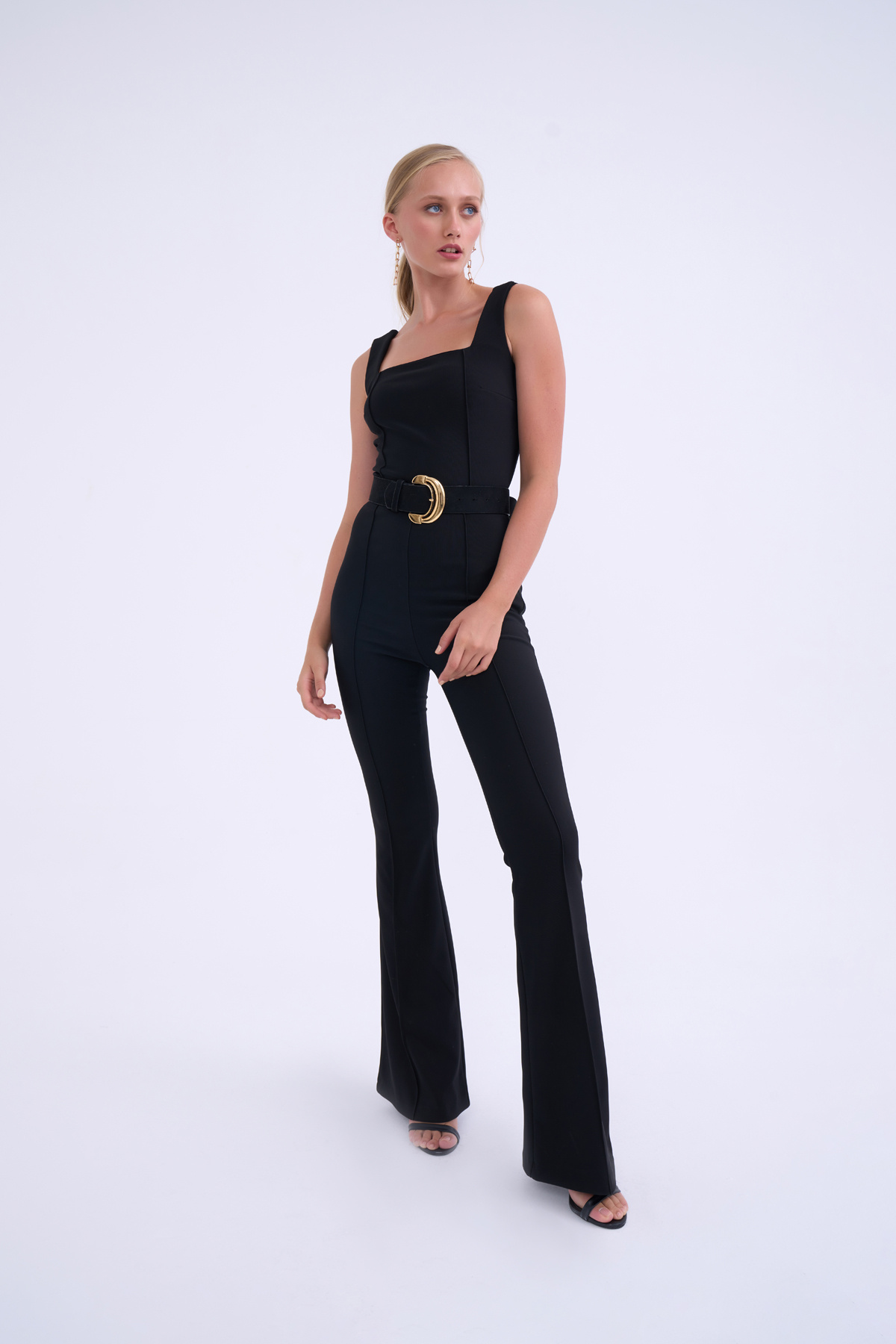 Wide leg  nervür pantolon - SİYAH