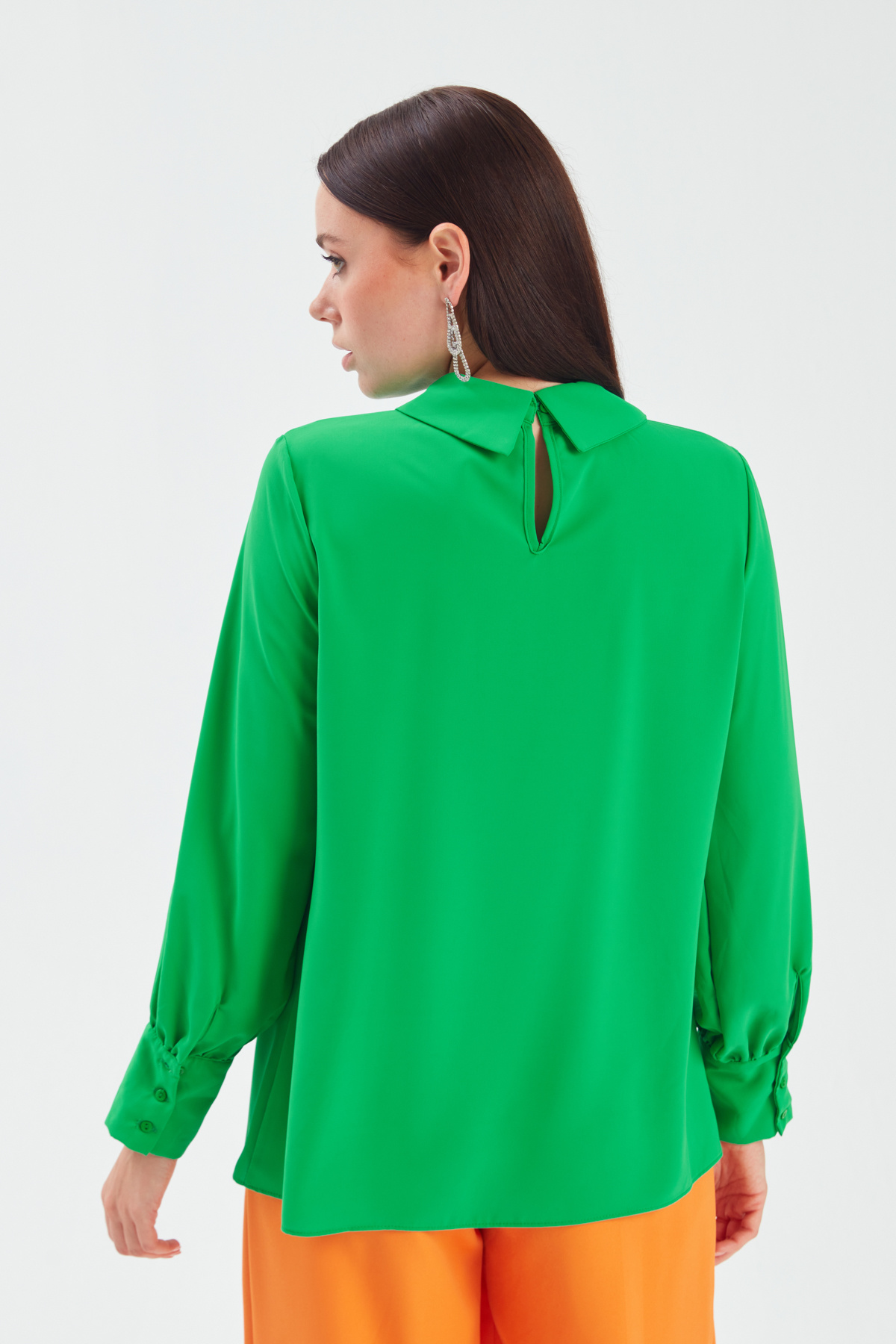Collar Accessory Blouse - GREEN