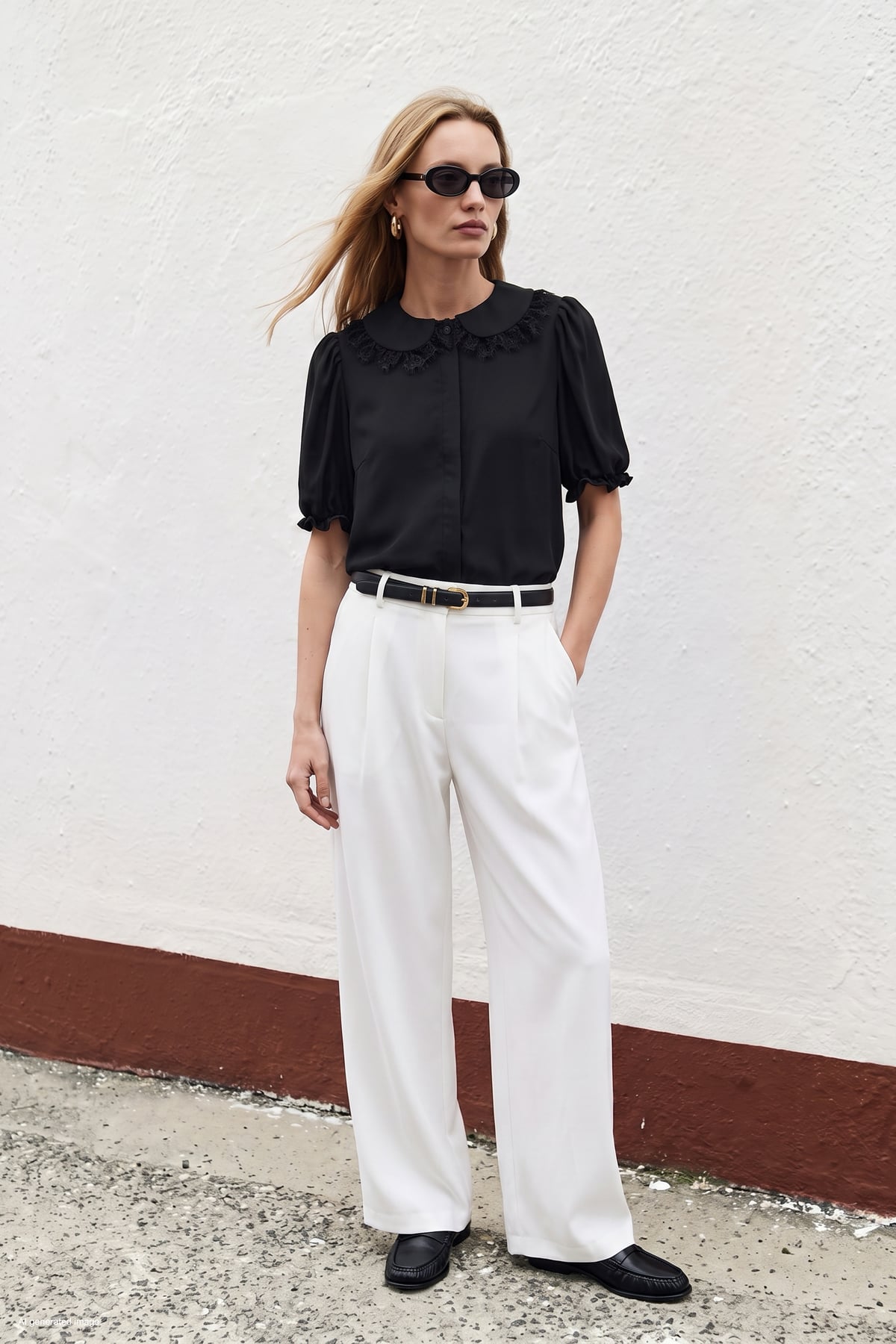 Shirt with Collar Detail - Black