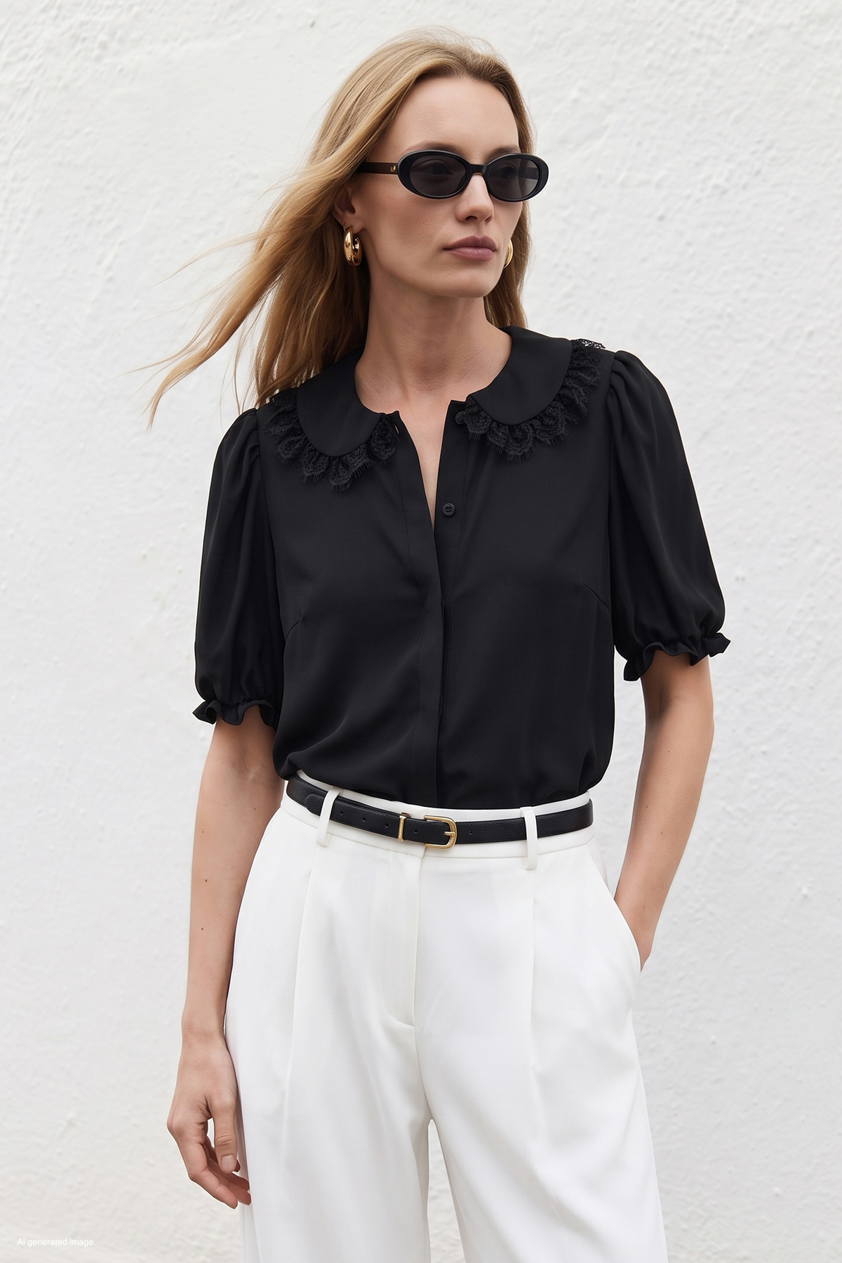 Shirt with Collar Detail - Black