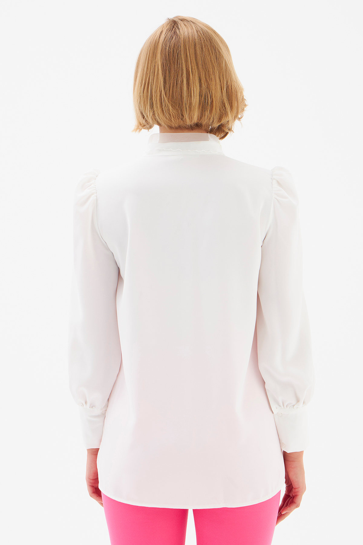 Yaka Detaylı Klasik Gömlek - EKRU