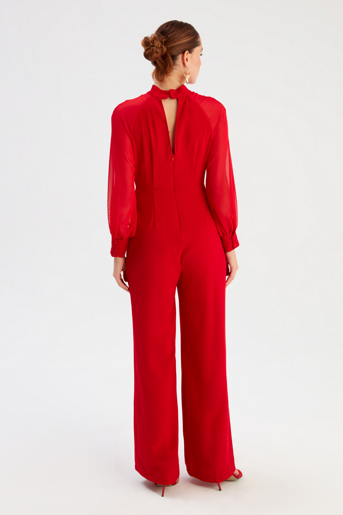 Yaka Detaylı Salaş Tulum - KIRMIZI