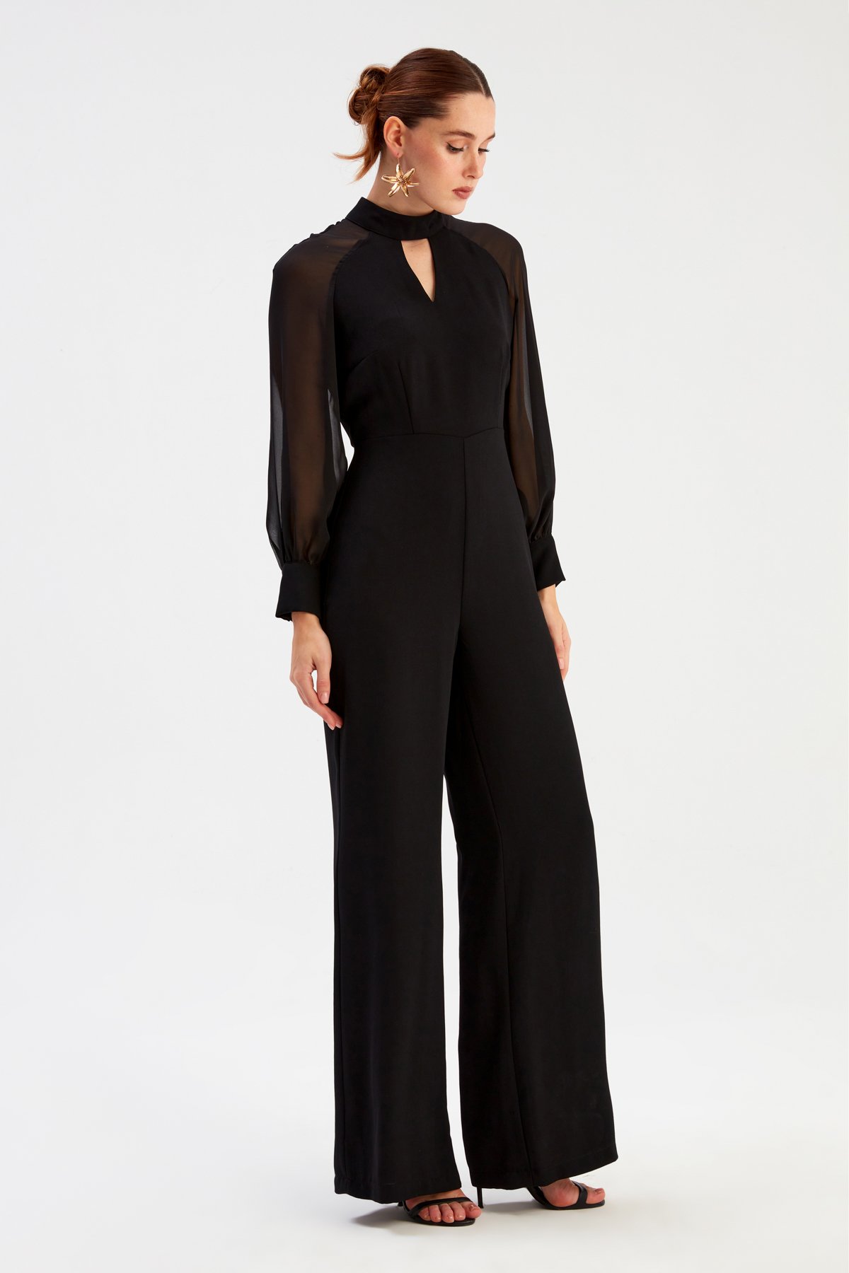 Yaka Detaylı Salaş Tulum - SİYAH