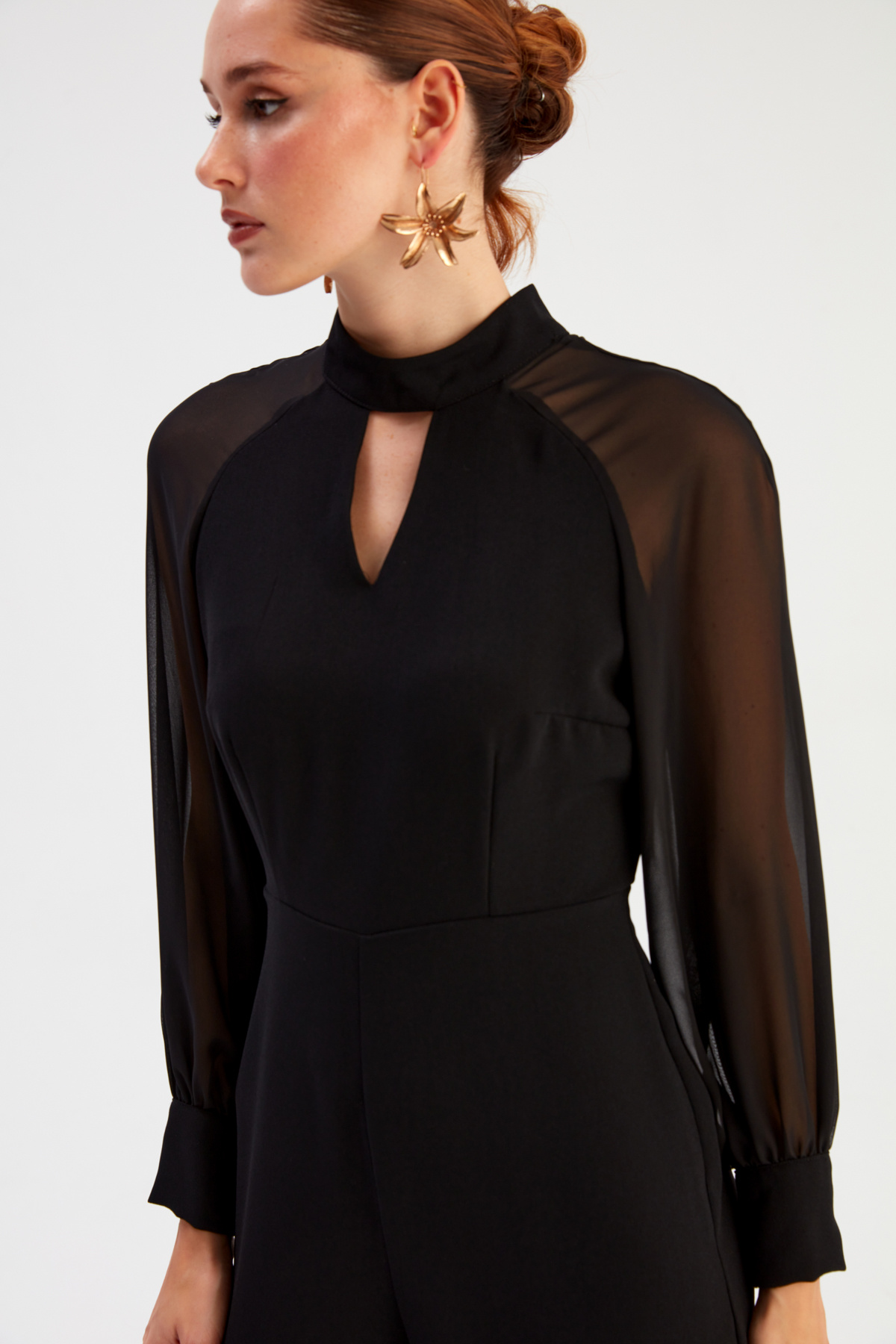 Yaka Detaylı Salaş Tulum - SİYAH