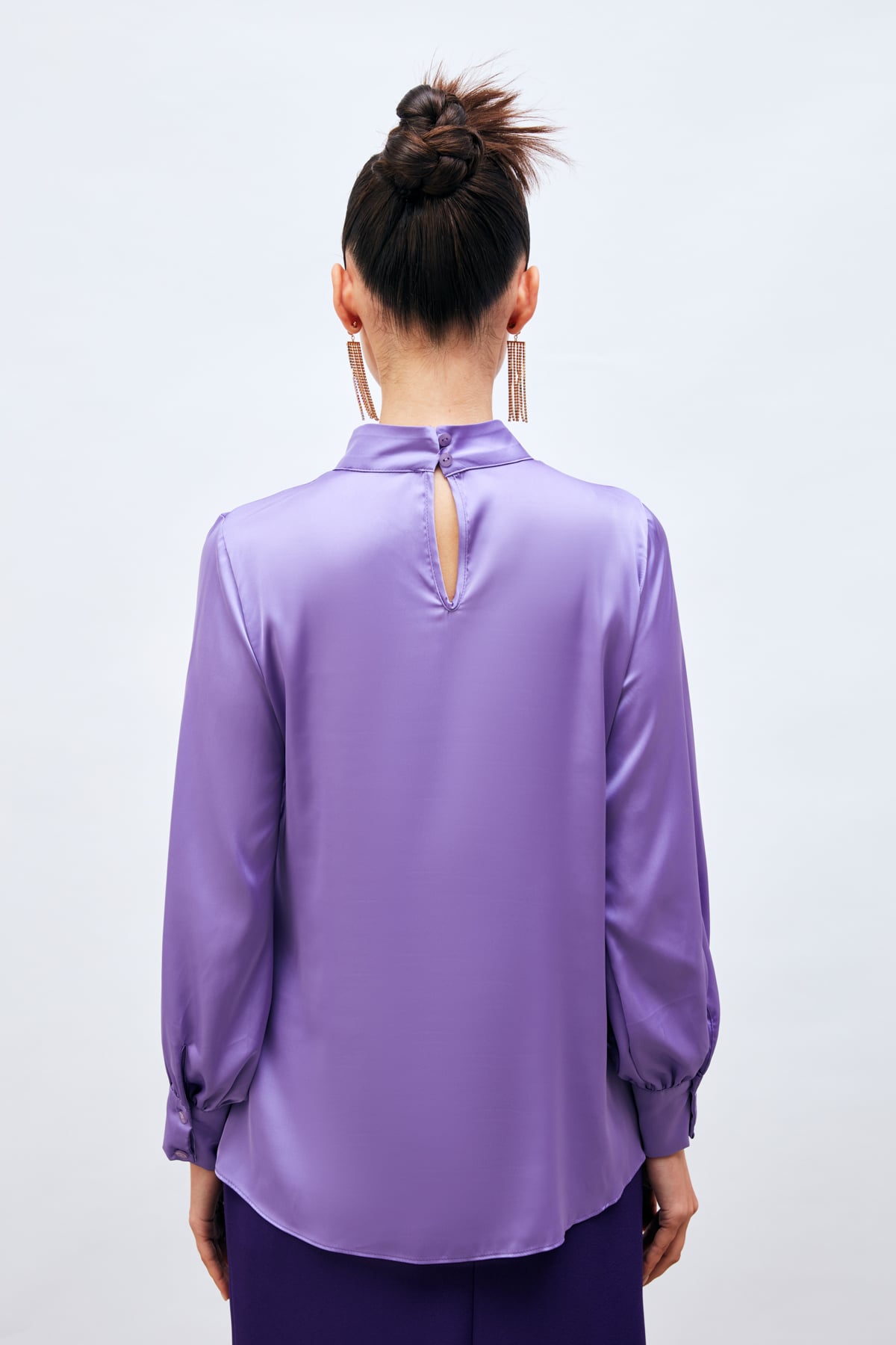 Collar detailed satin blouse - LILA