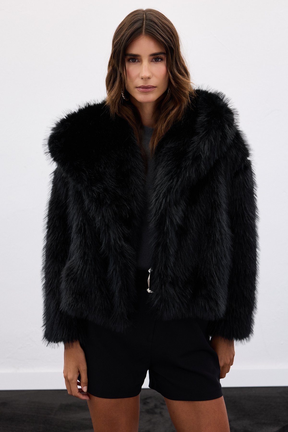 Yakalı Kürk - Siyah