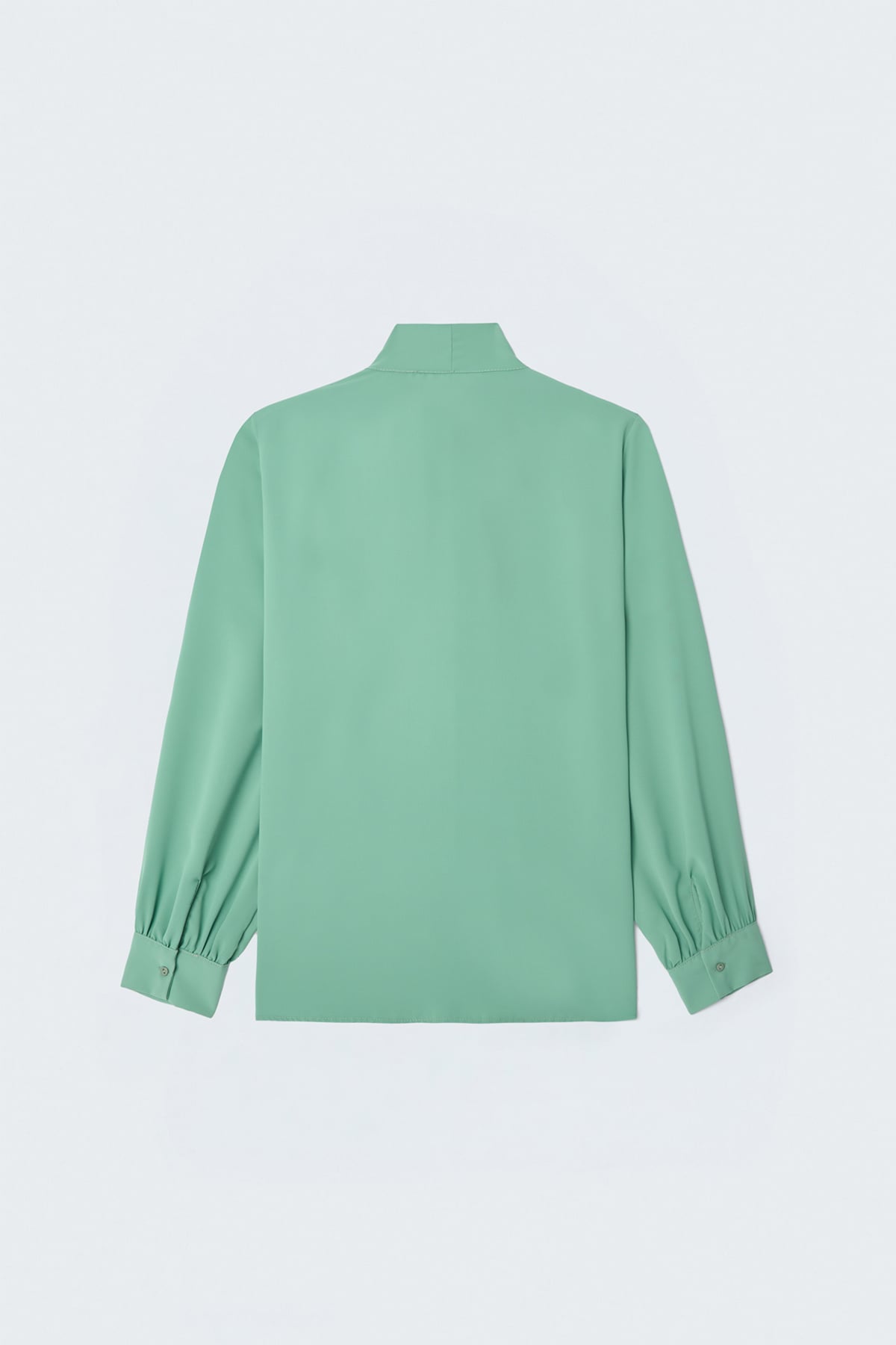 Tie Collar Plain Shirt - Green almond