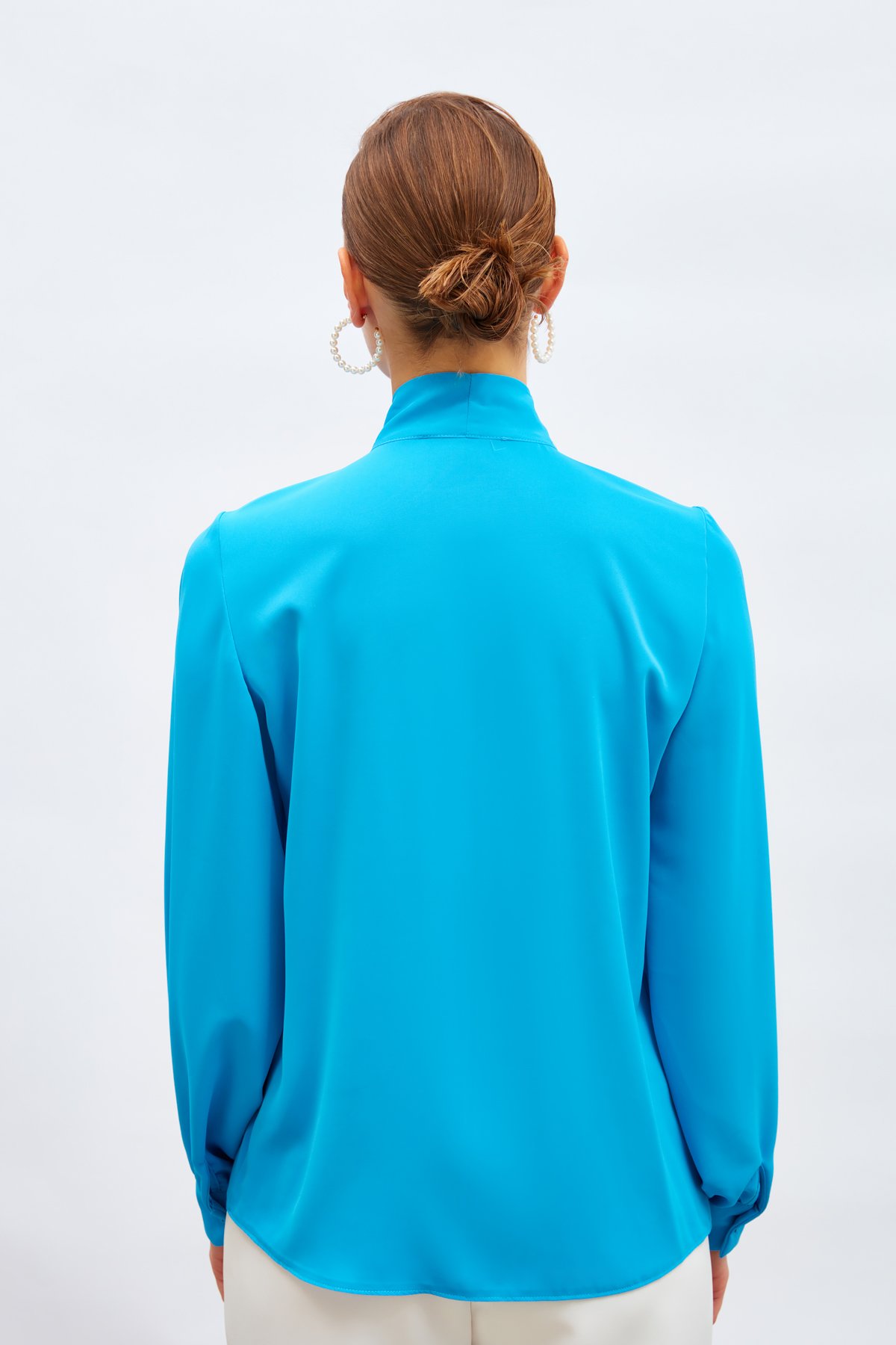 tie-collar shirt - BLUES