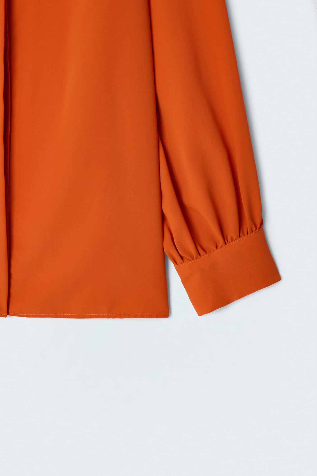 Tie Collar Plain Shirt - Oranj