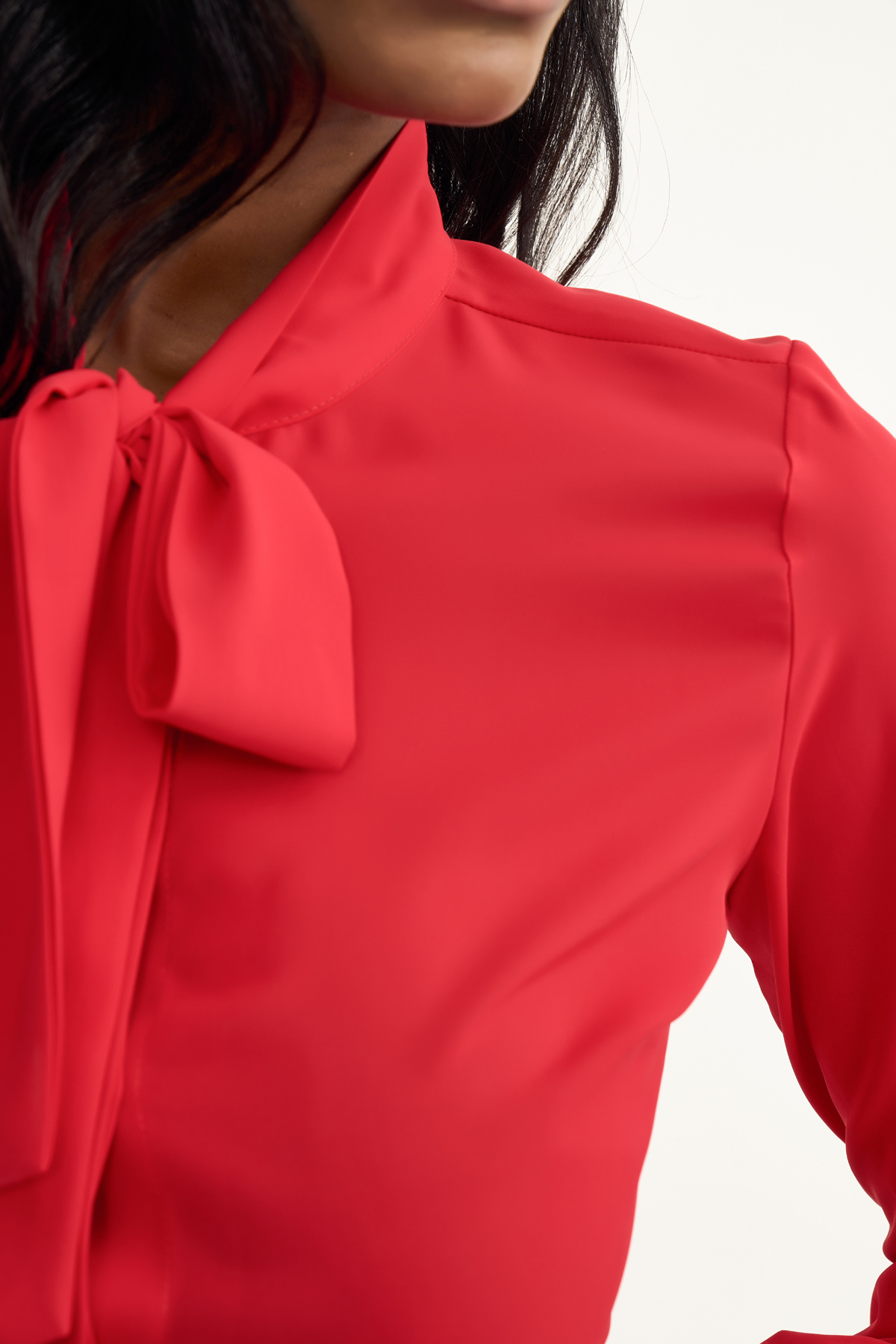 tie-collar shirt - RED