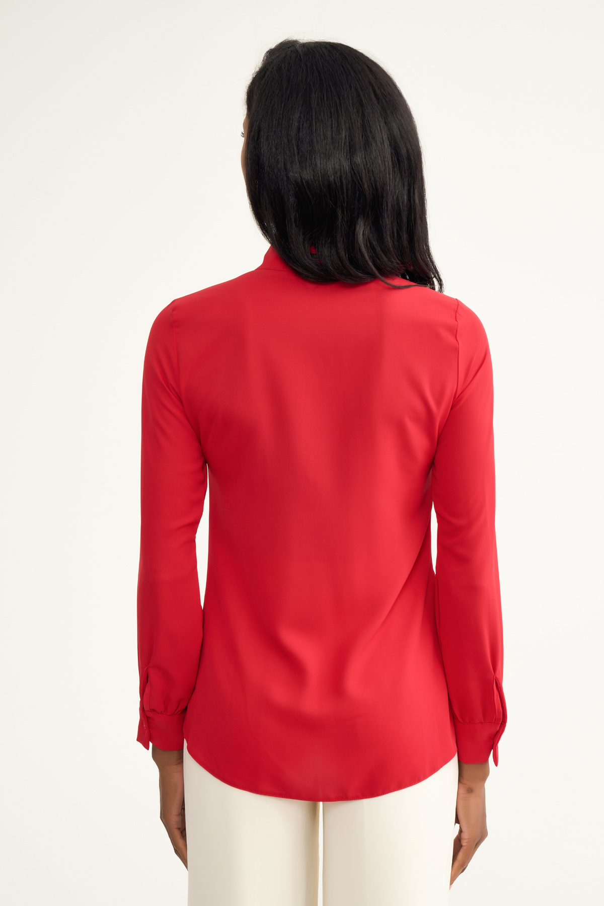 tie-collar shirt - RED