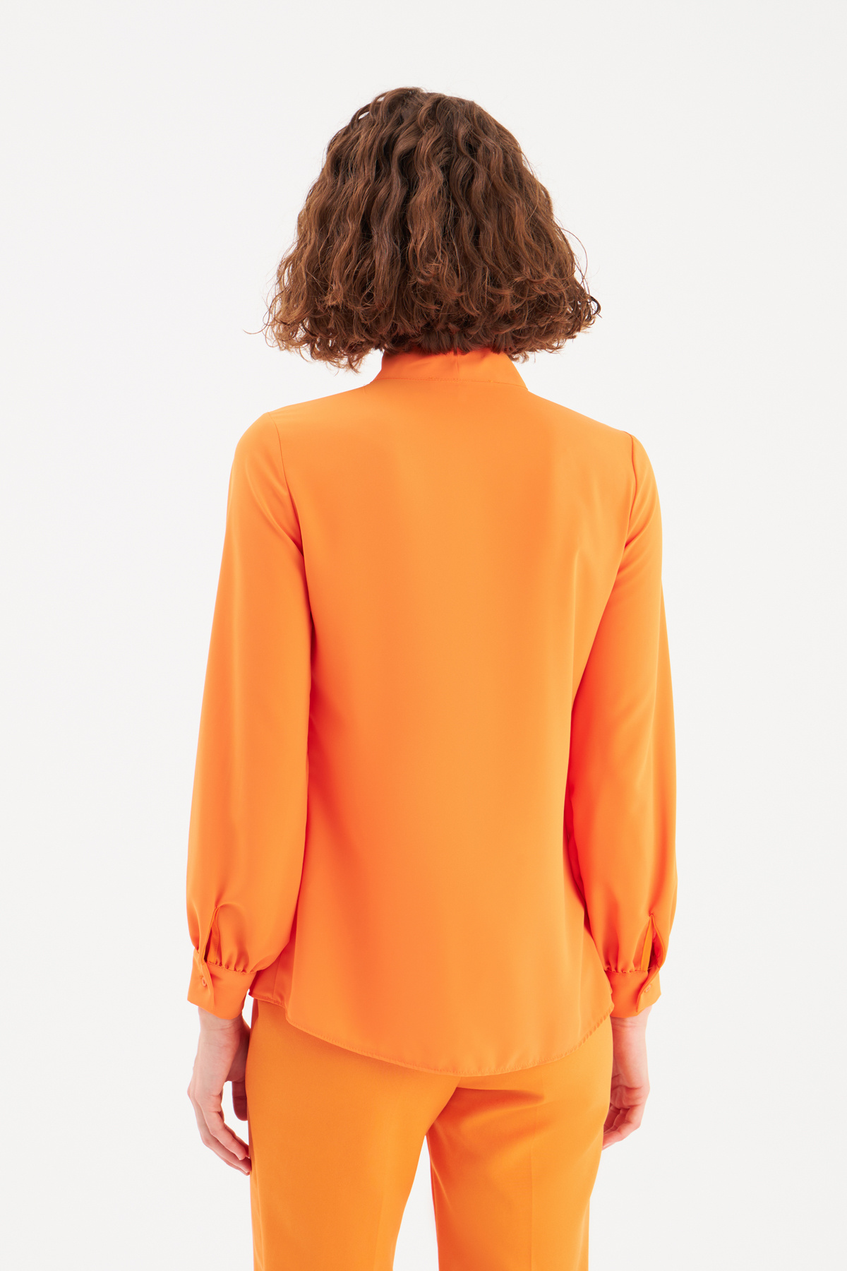 Yakası bağlamalı gömlek - ORANJ