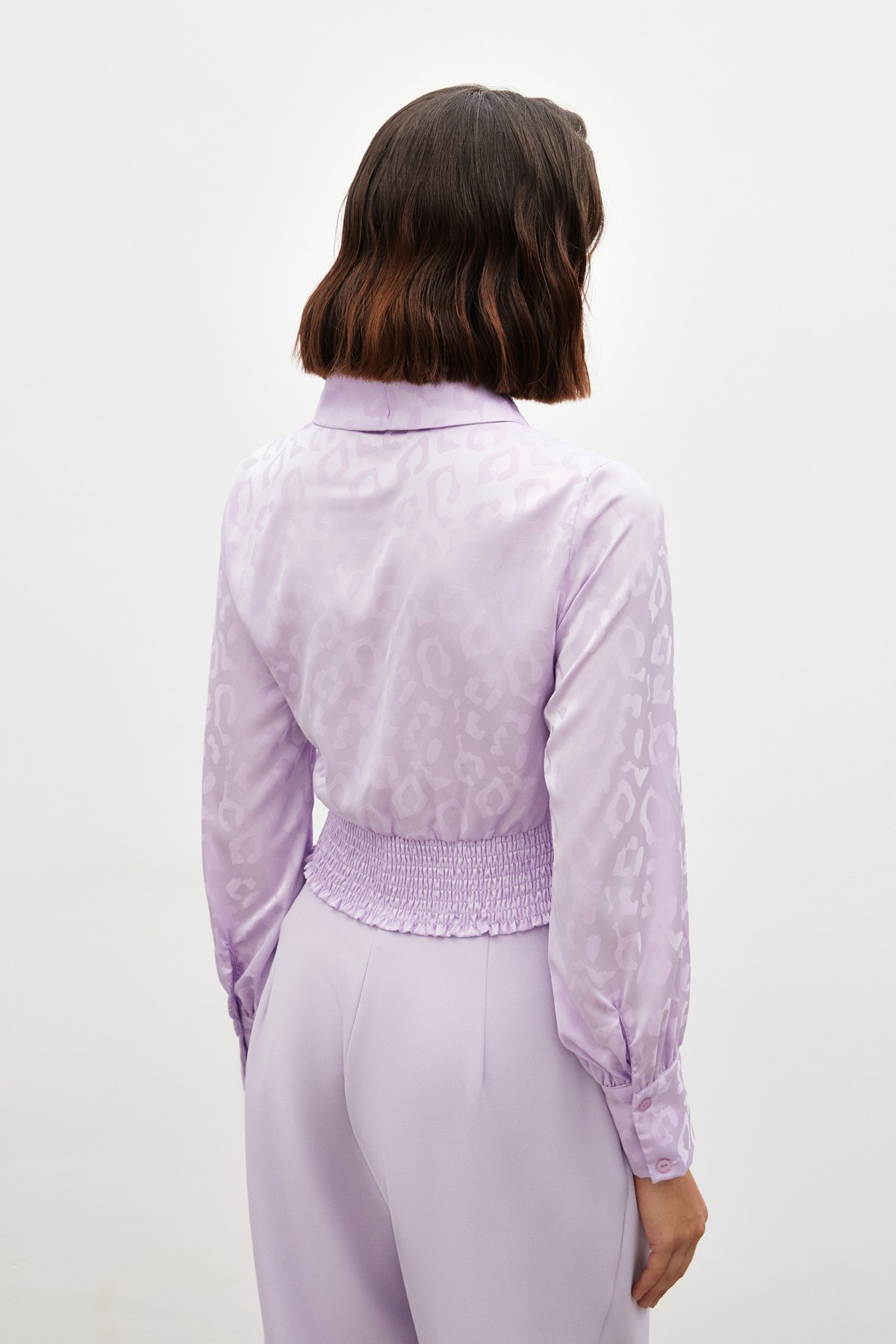 Yan Kuşaklı Saten Bluz - LİLA
