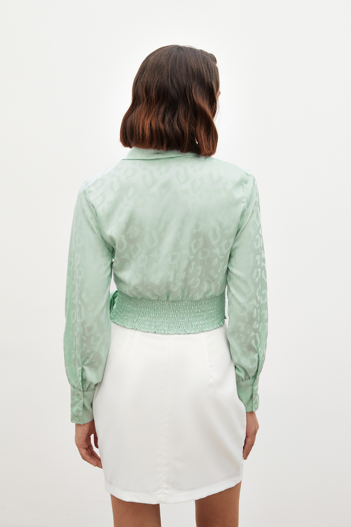 Yan Kuşaklı Saten Bluz - MİNT