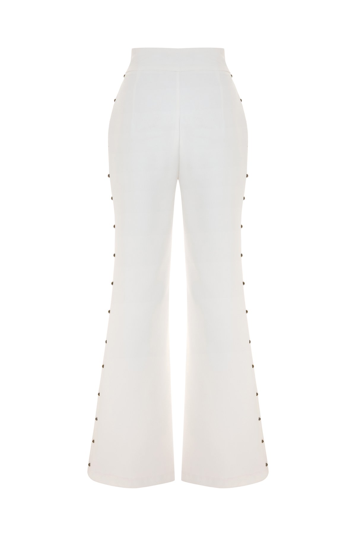 Yanları İnci Aksesuarlı Pantolon - Ekru
