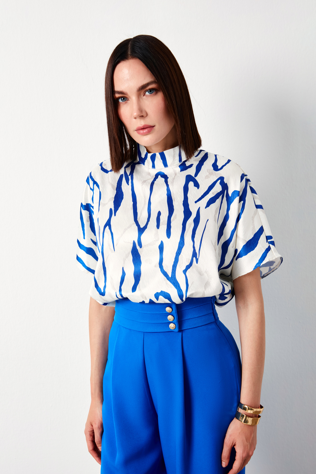 Yarasa Kol Desenli Bluz - SAX MAVİ