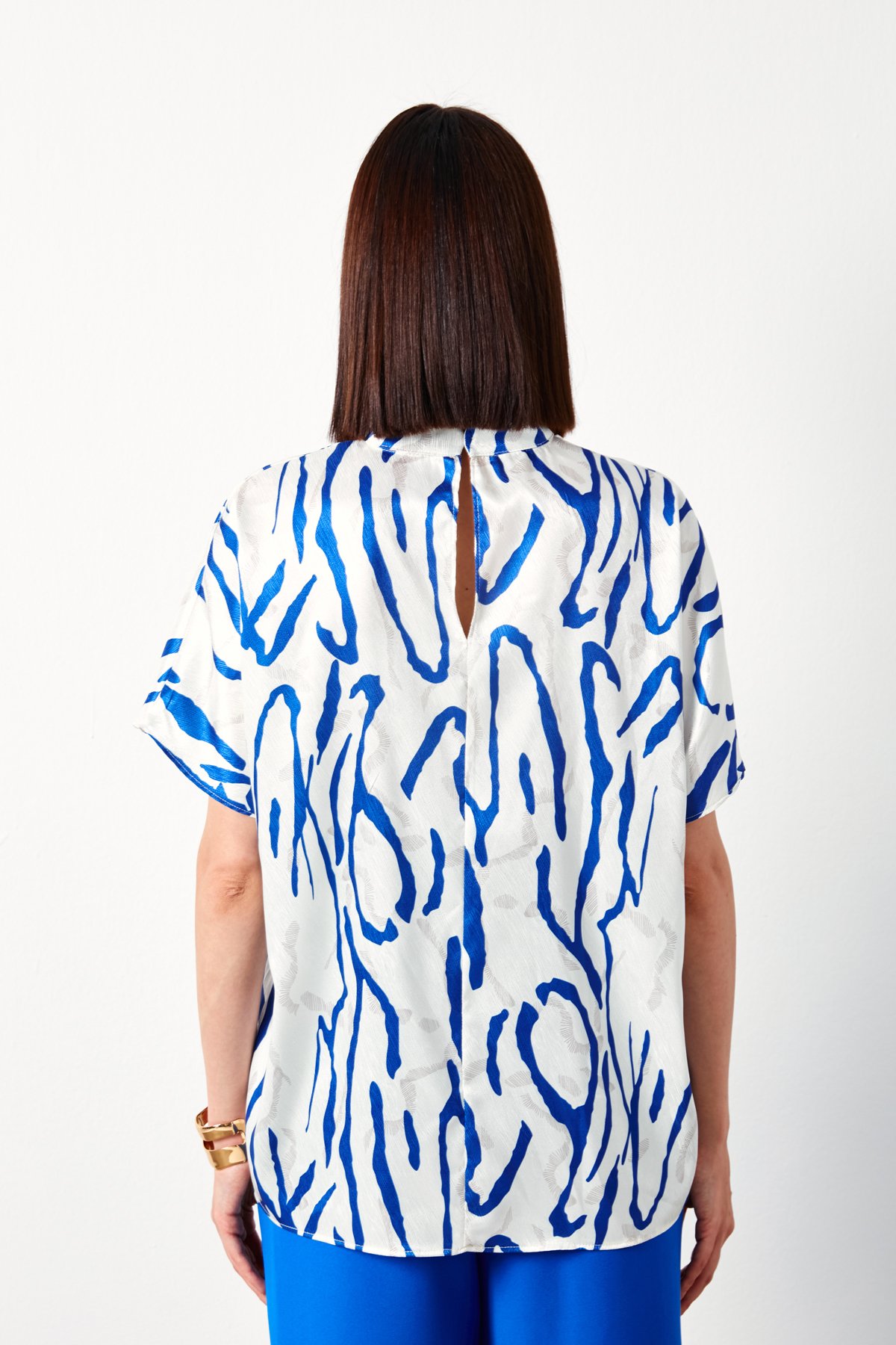 Yarasa Kol Desenli Bluz - SAX MAVİ