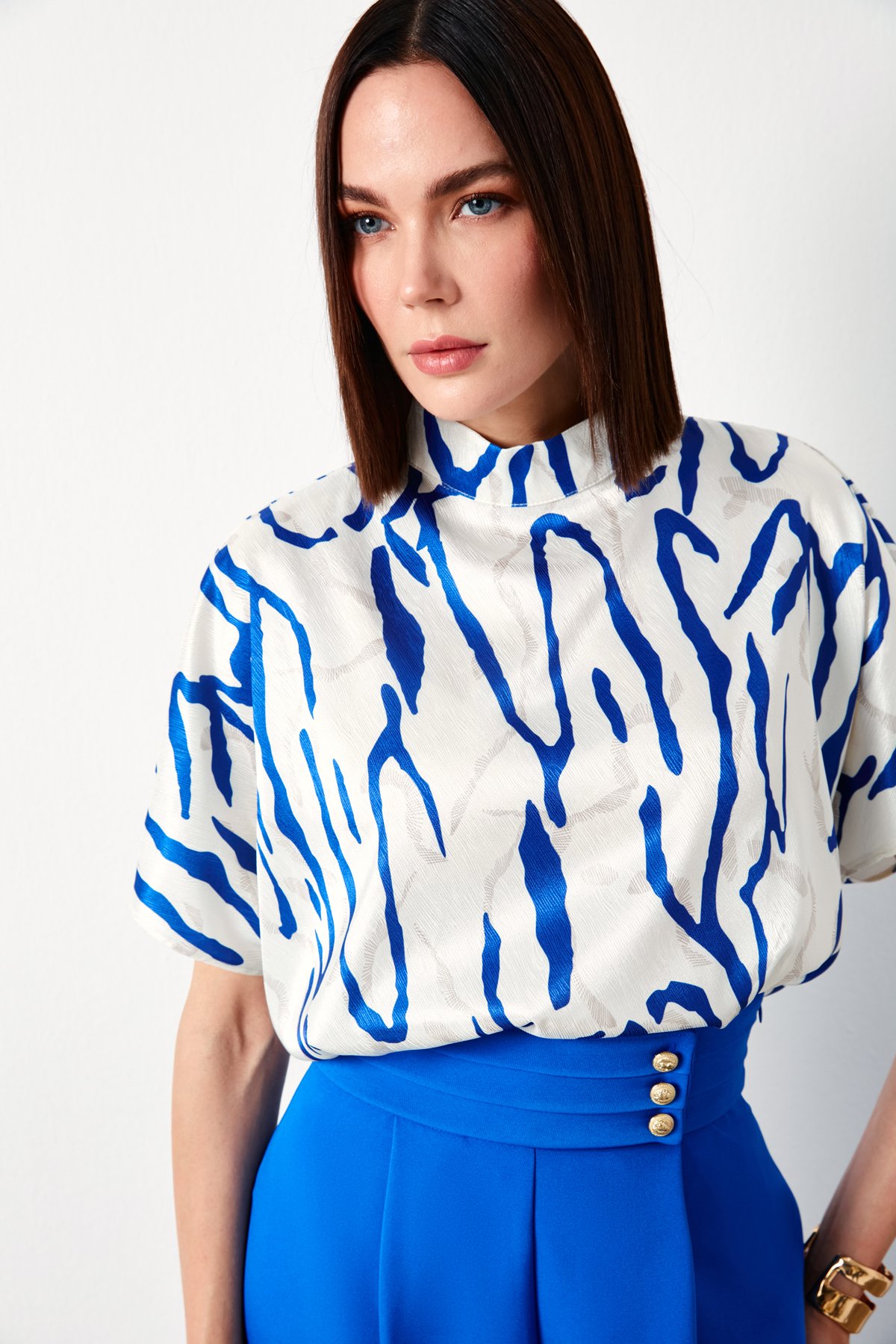 Yarasa Kol Desenli Bluz - SAX MAVİ