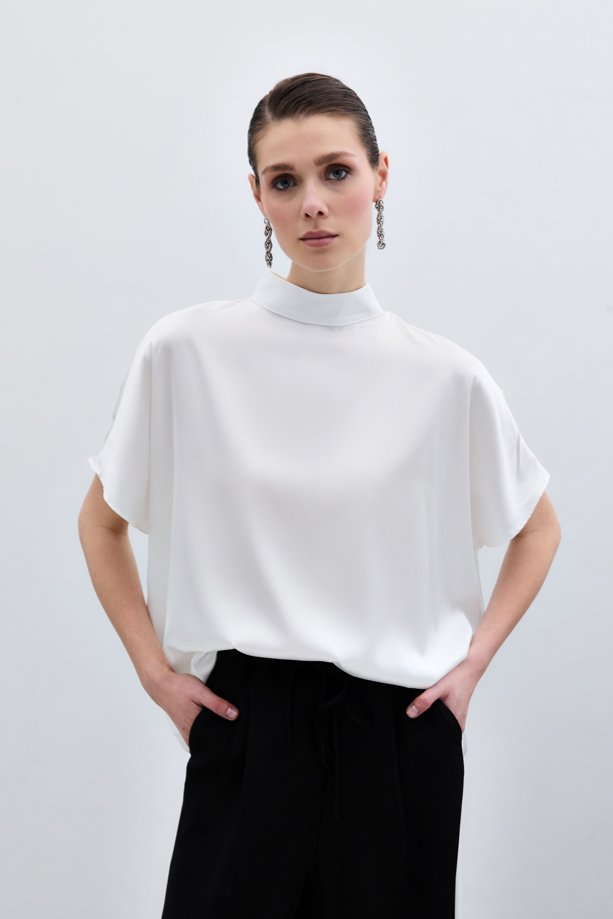 Yarasa Kol  Salaş Bluz - Ekru