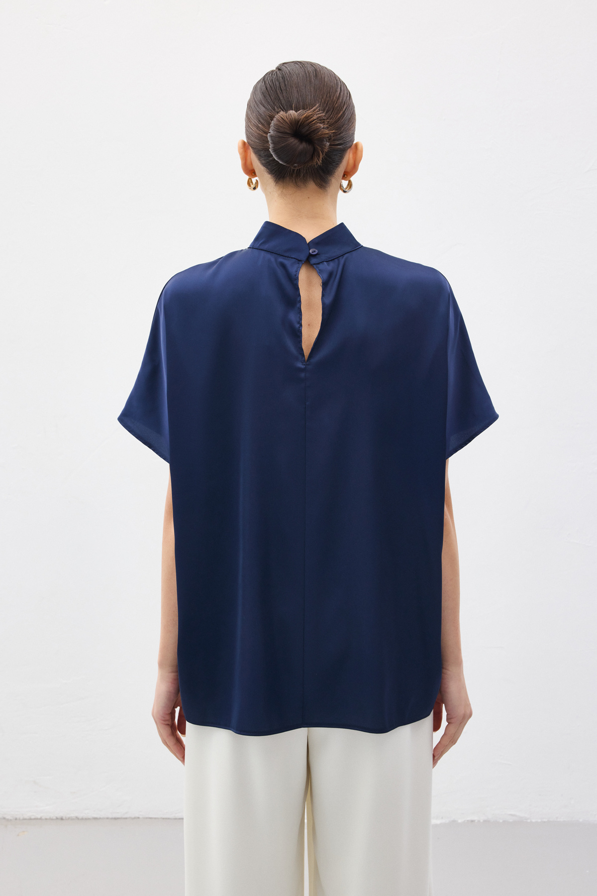 Bat Sleeve Casual Blouse - Blue
