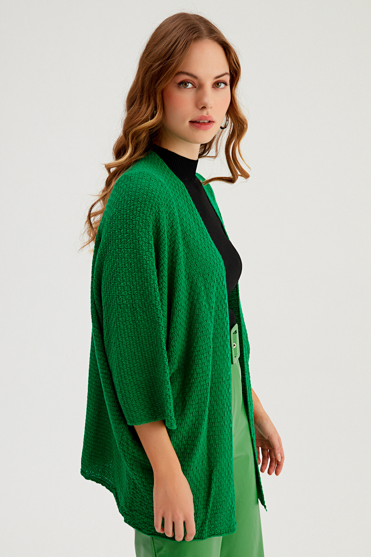 bat sleeve loose cardigan - BENETTON GREEN