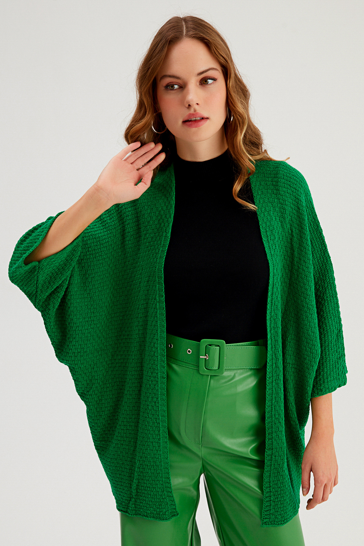 bat sleeve loose cardigan - BENETTON GREEN