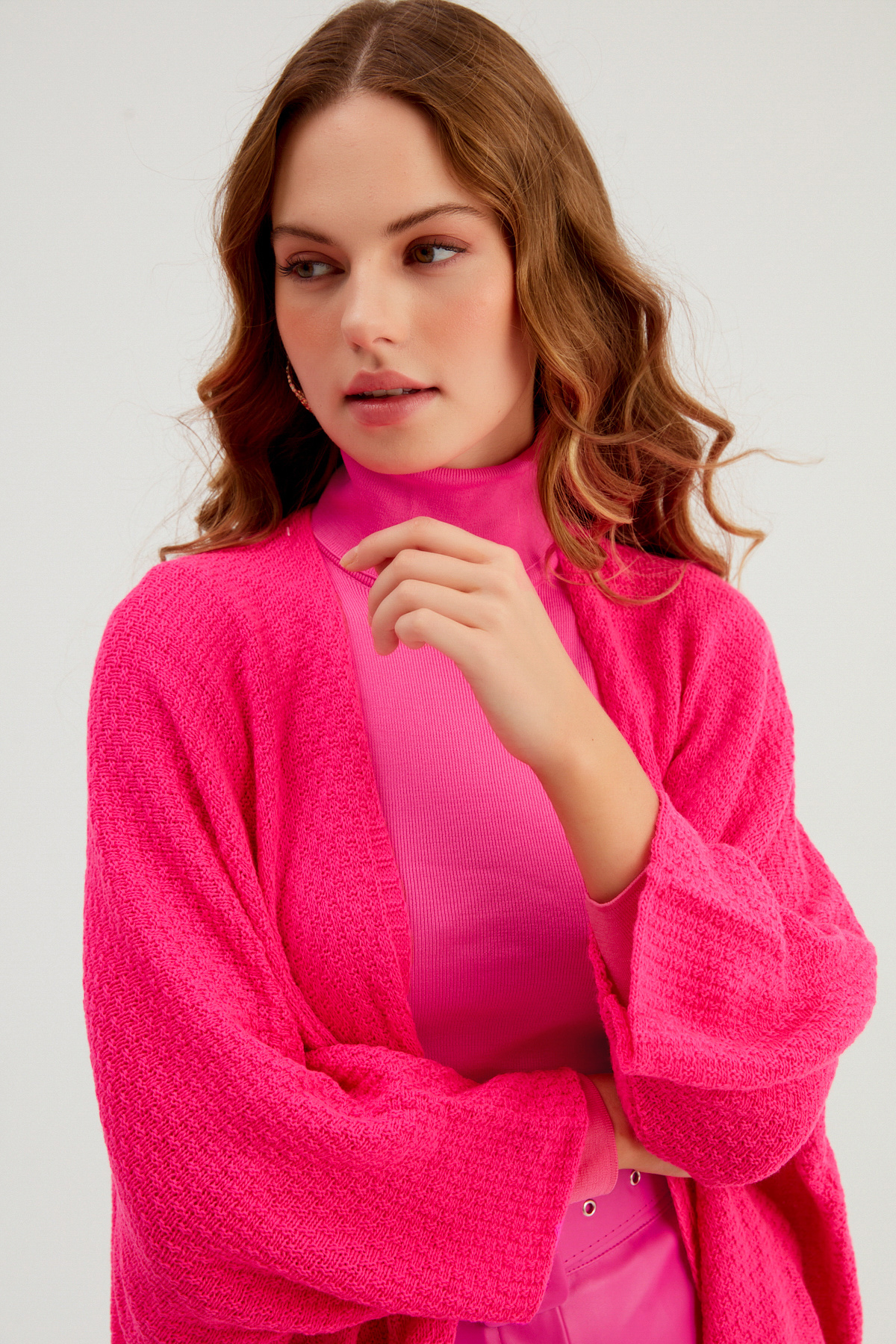 bat sleeve loose cardigan - FuchsIa