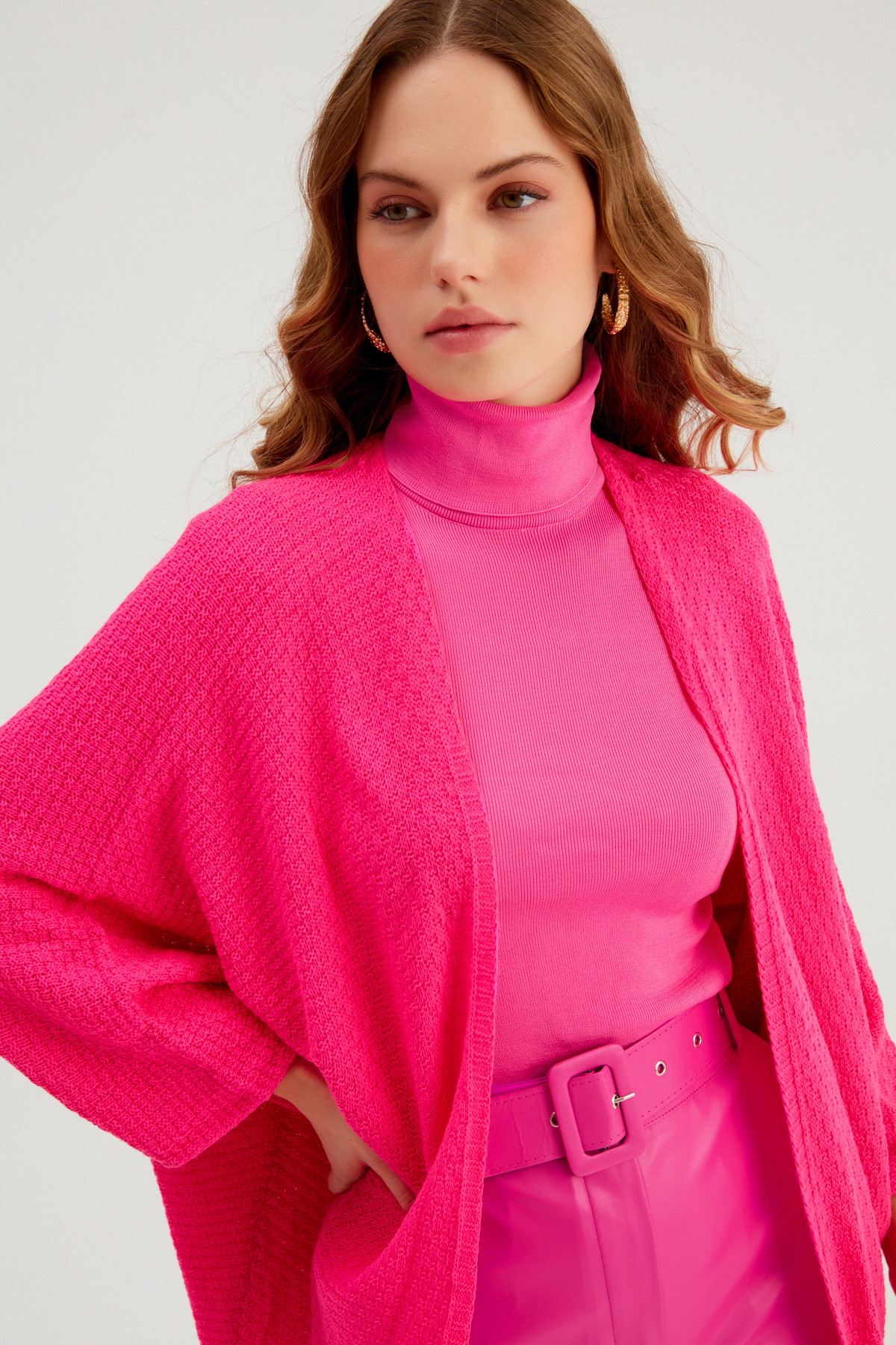 bat sleeve loose cardigan - FuchsIa