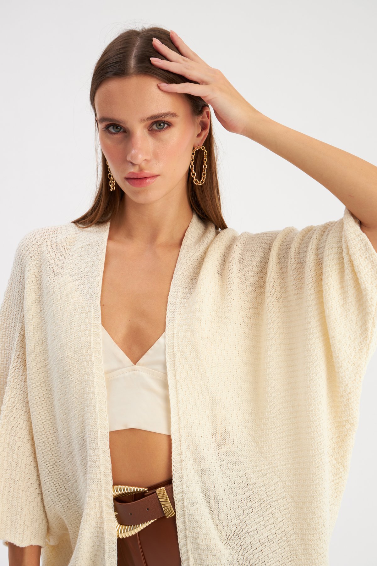 bat sleeve loose cardigan - CREAM