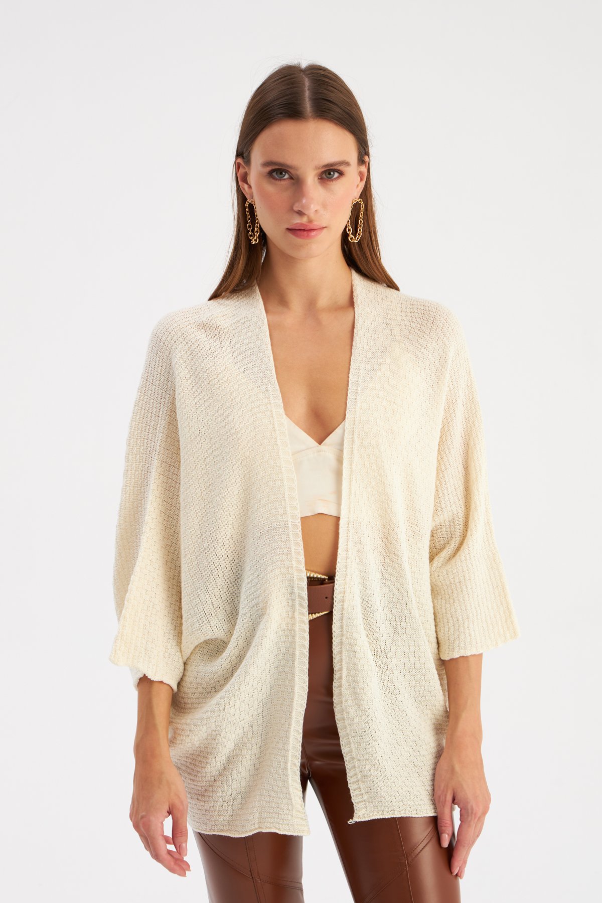 bat sleeve loose cardigan - CREAM