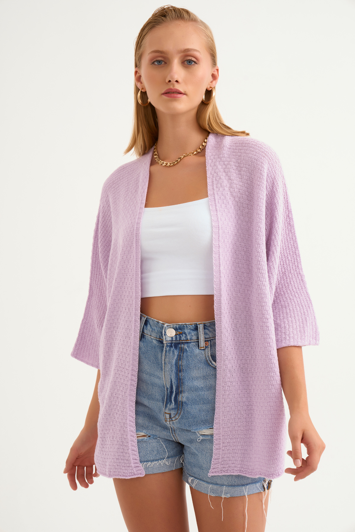 bat sleeve loose cardigan - LILA