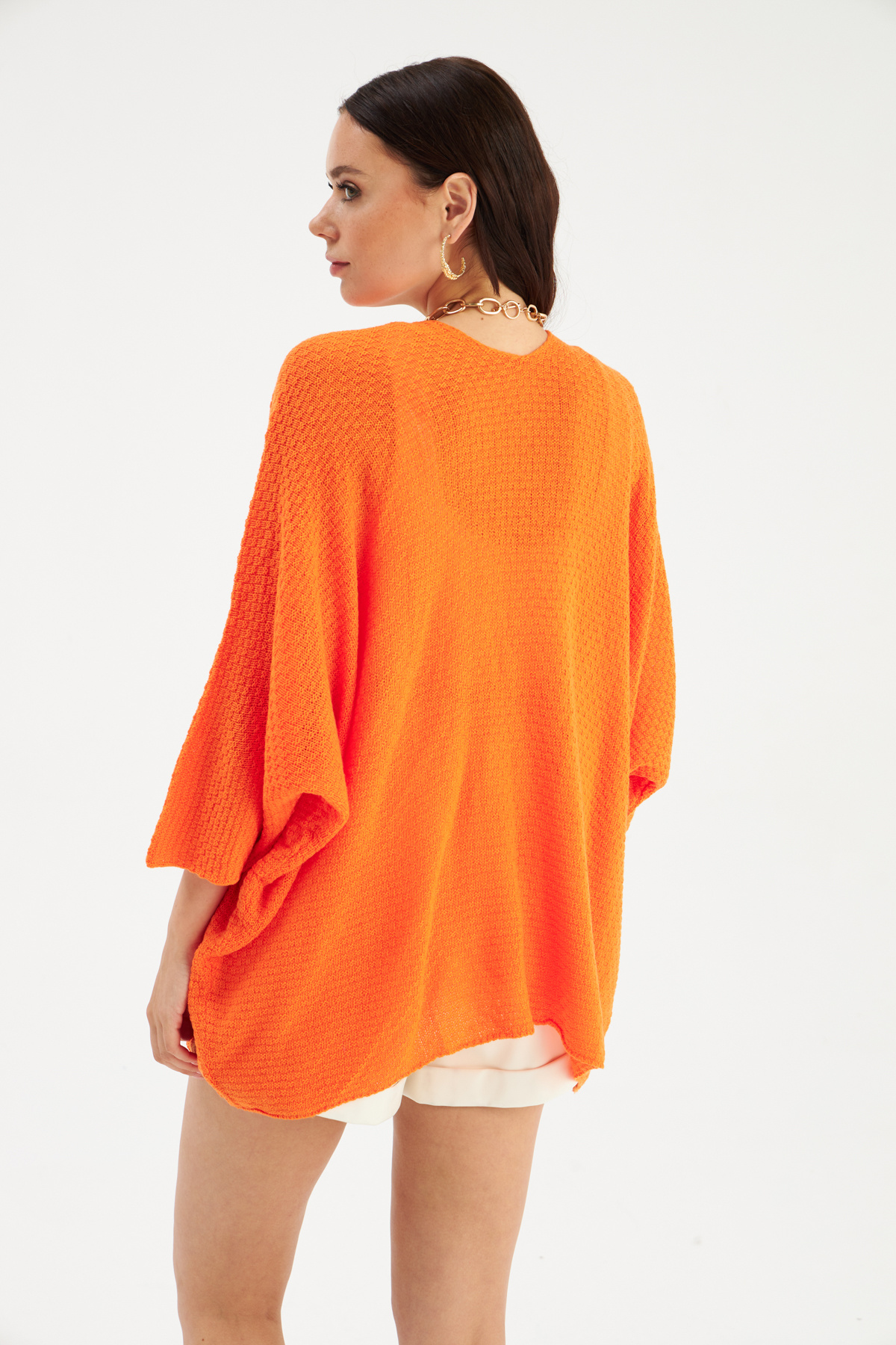 bat sleeve loose cardigan - ORANJ