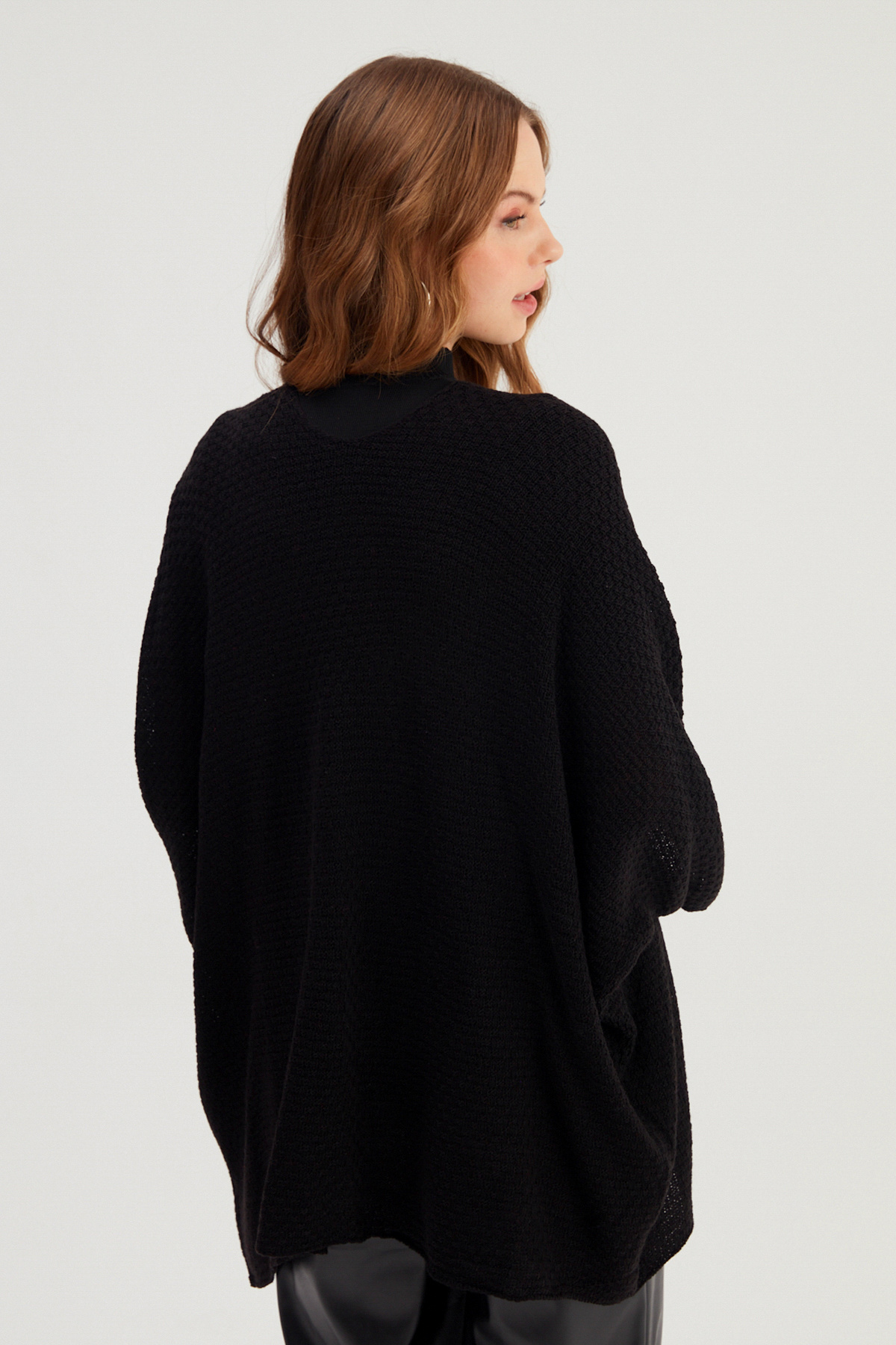bat sleeve loose cardigan - BLACK
