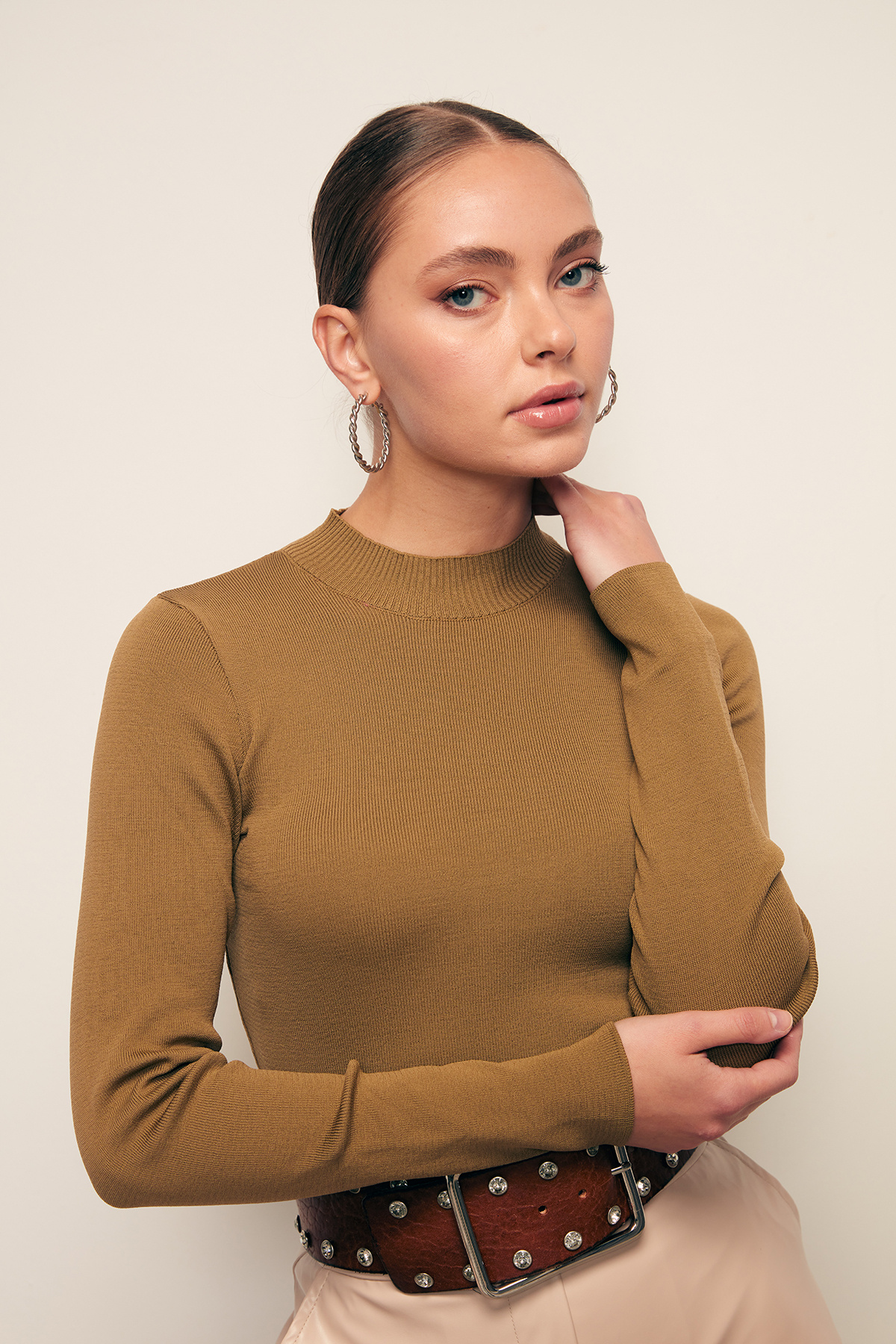 Yarım Balıkçı Triko Bluz - KÜF YEŞİLİ