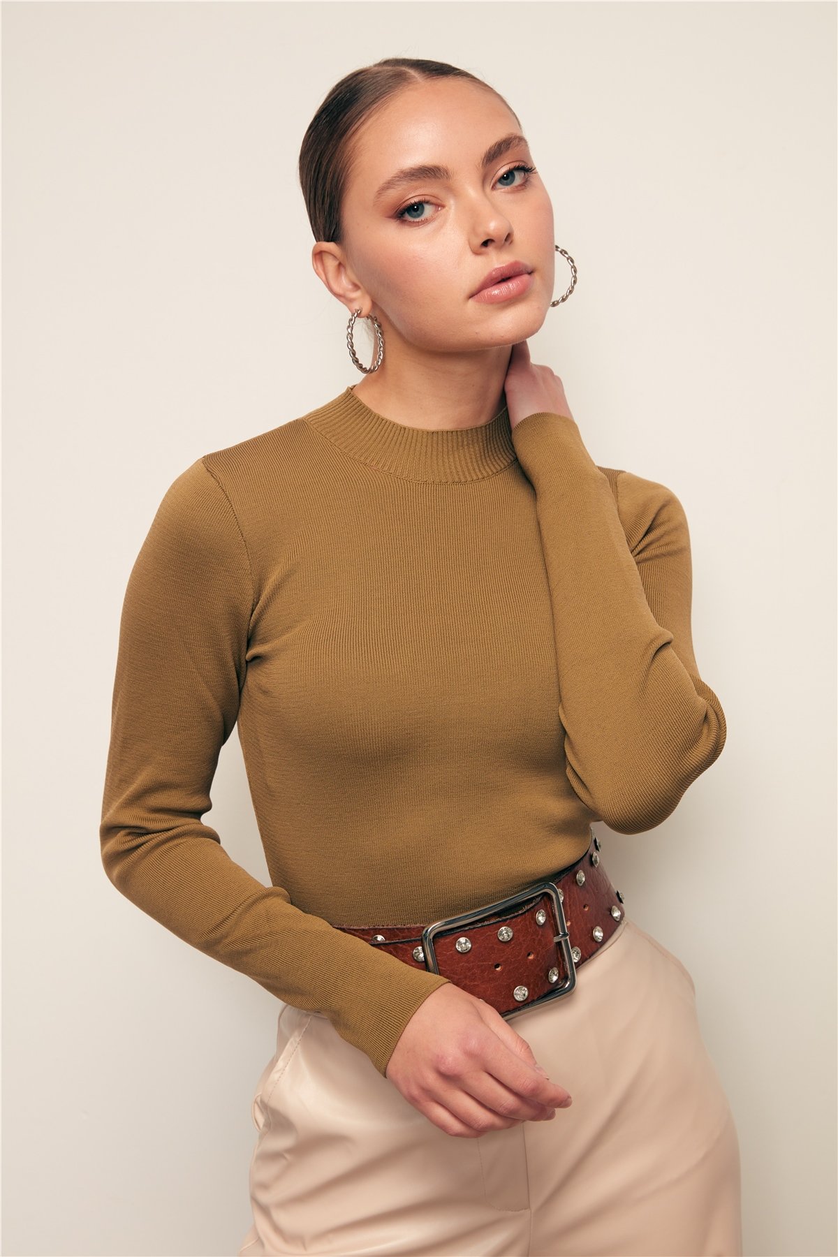 Yarım Balıkçı Triko Bluz - KÜF YEŞİLİ