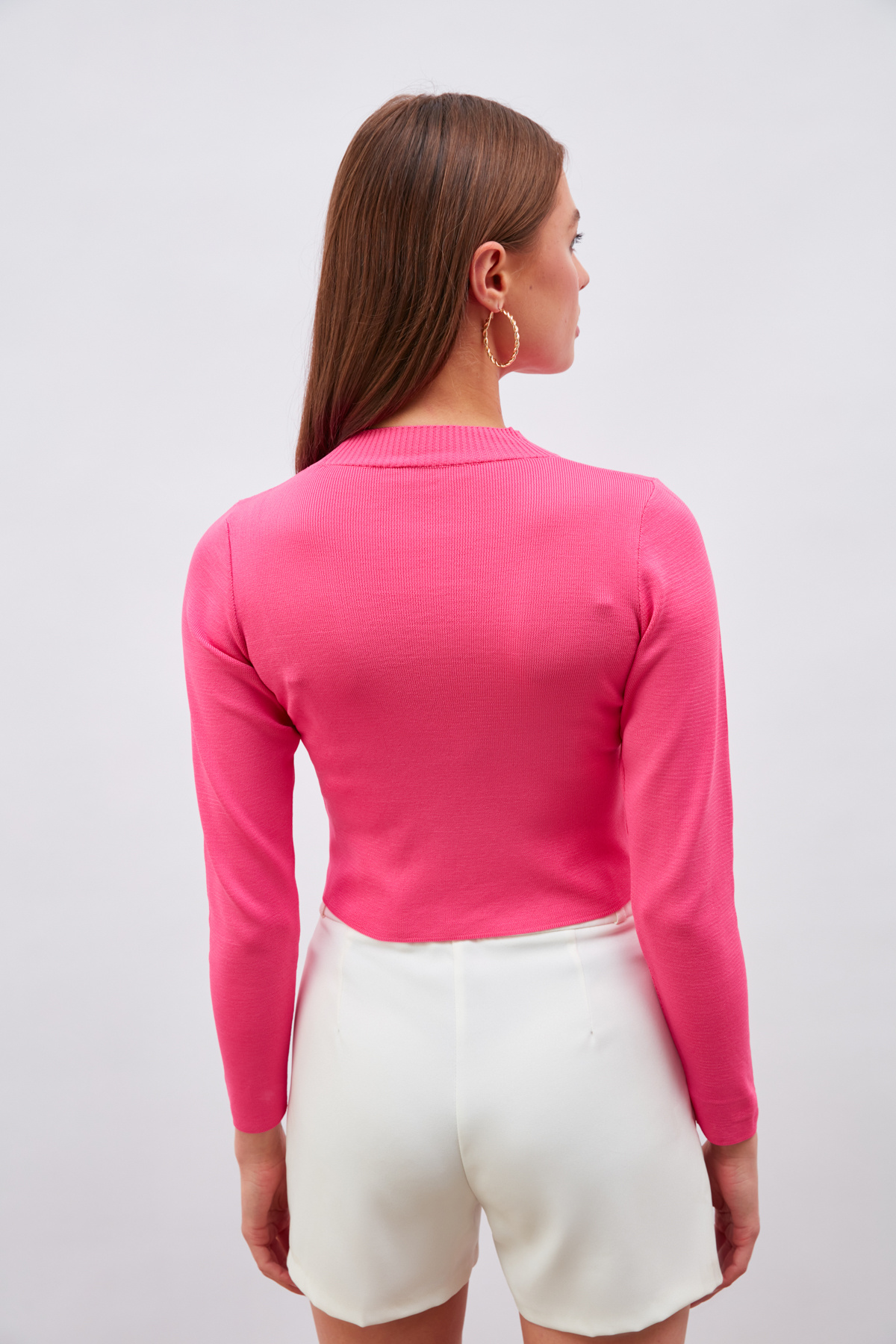 Yarım Balıkçı Triko Bluz - PEMBE