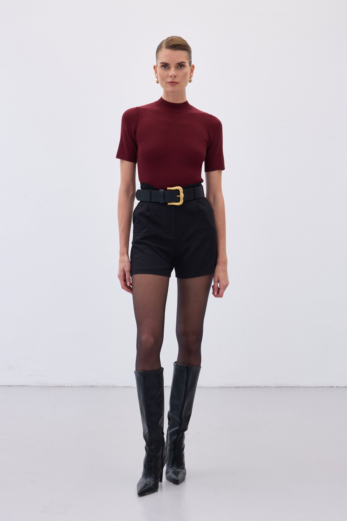 Yarım Balıkçı Triko - Bordo