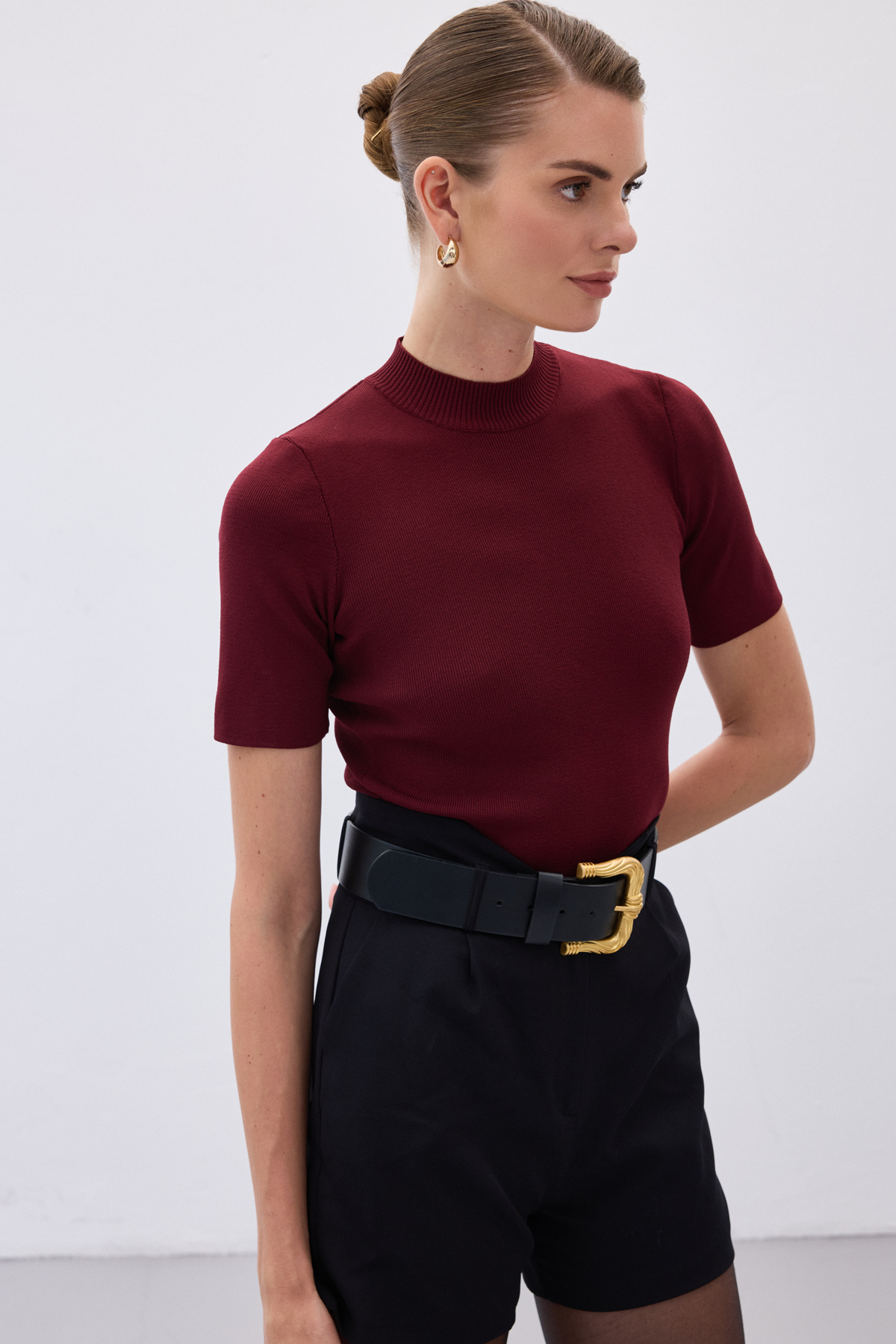 Yarım Balıkçı Triko - Bordo