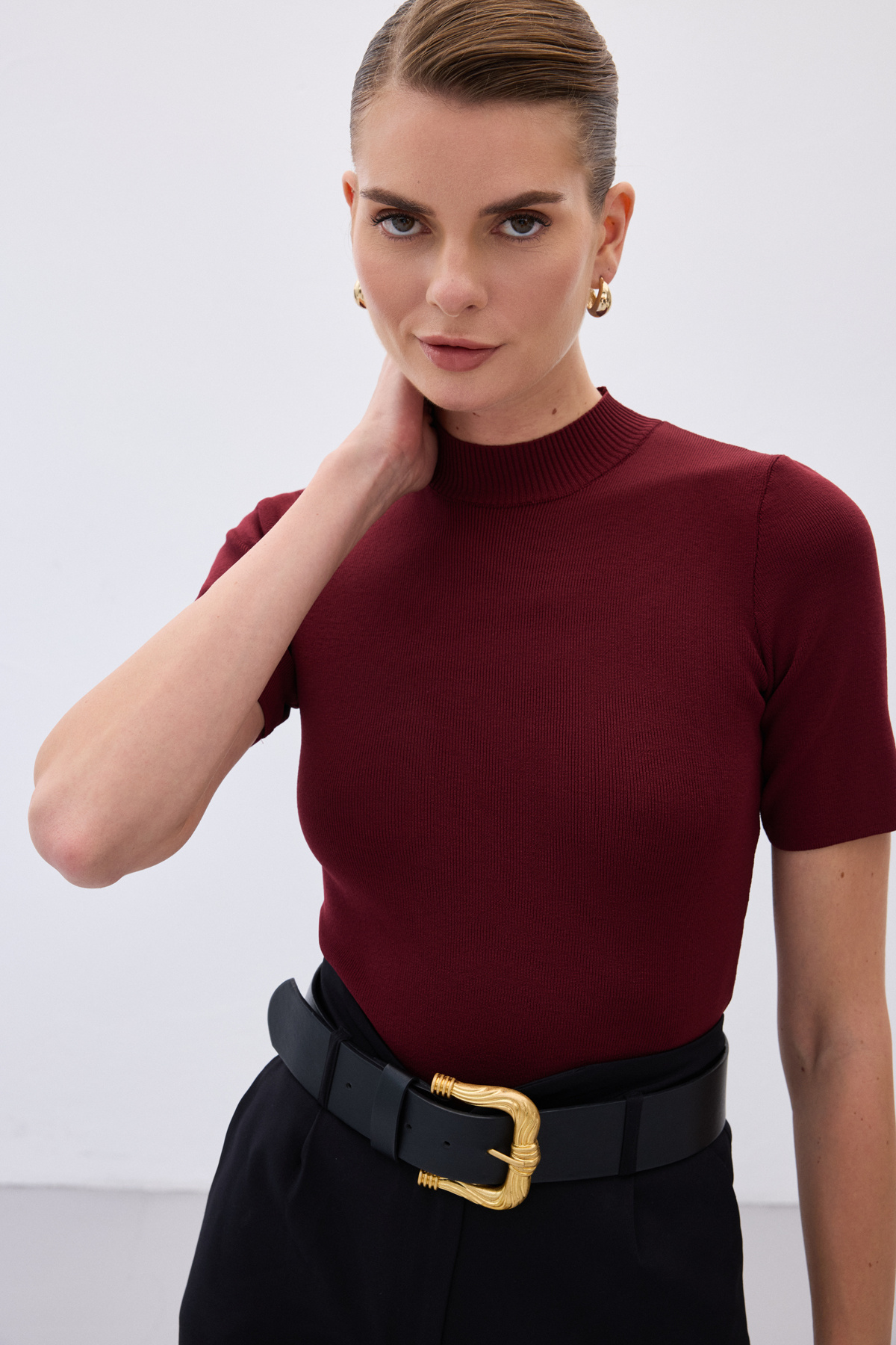 Yarım Balıkçı Triko - Bordo