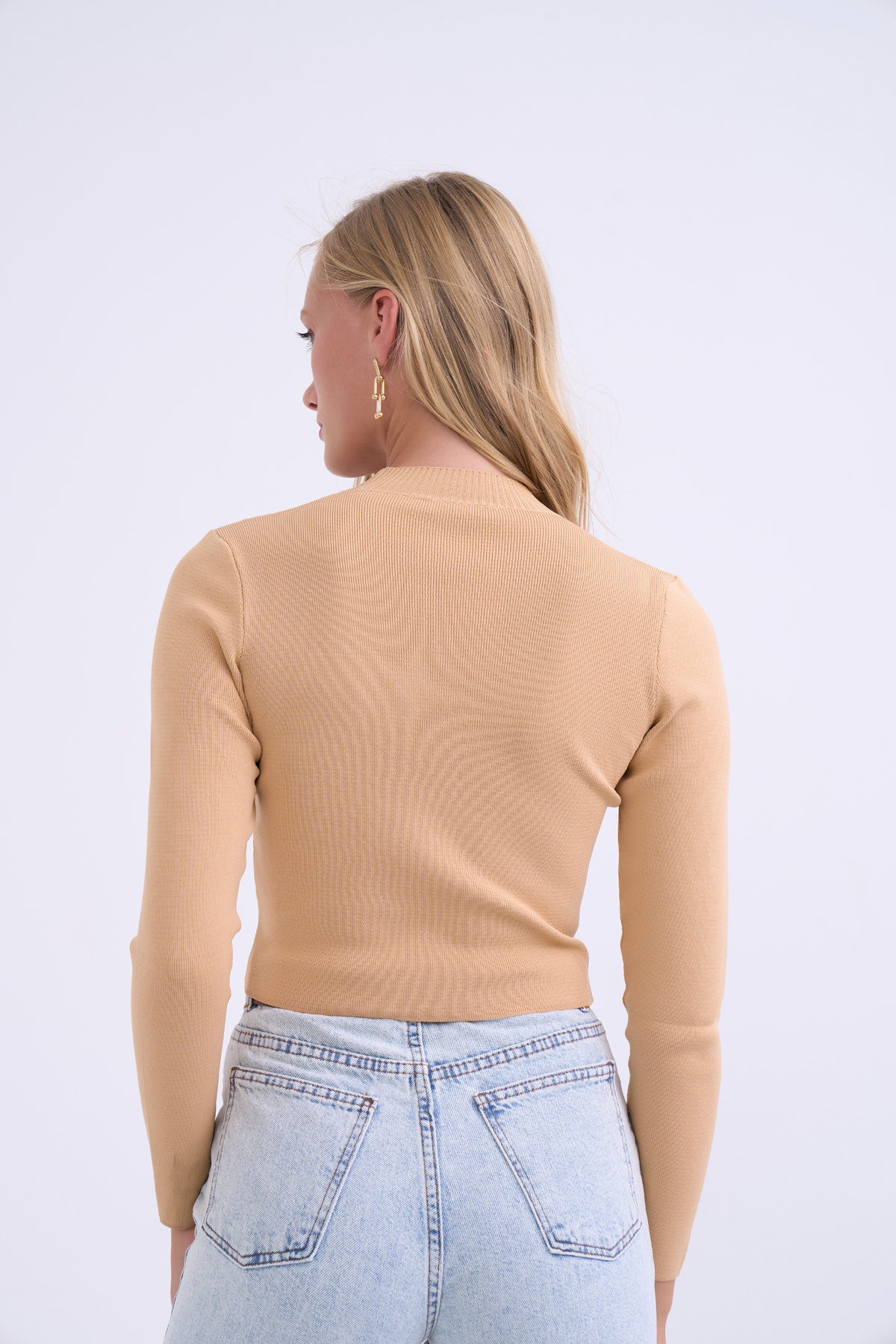 Yarım balıkçı triko crop - BİSKÜVİ